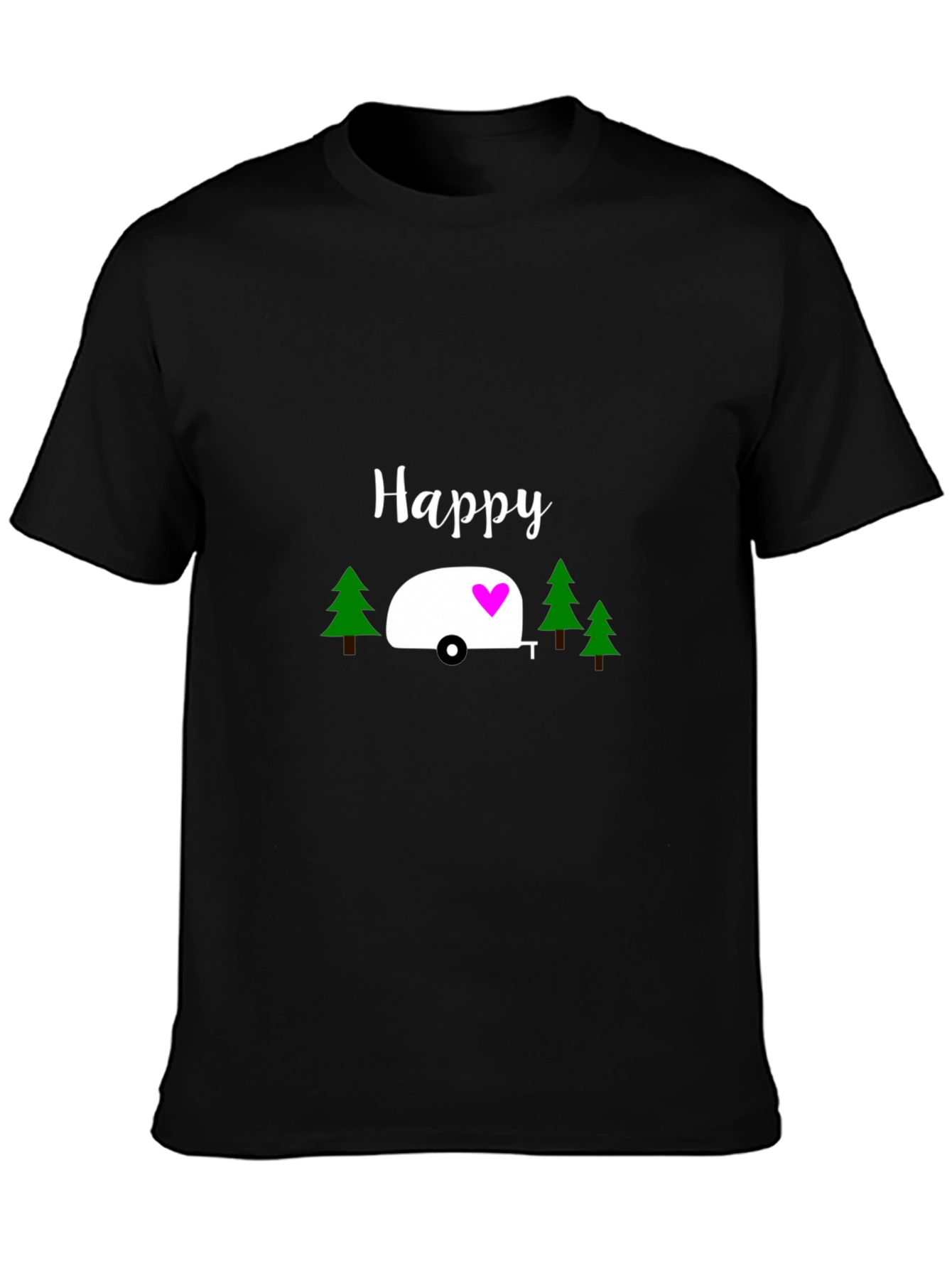 Happy Camper Graphic T-Shirt - Black Cotton Tee