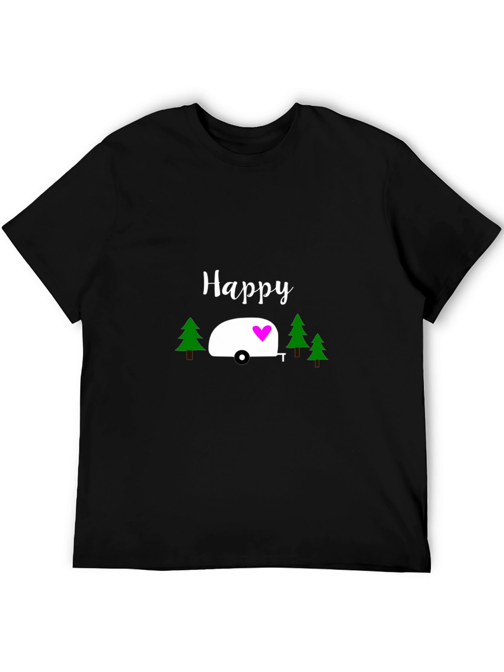 Happy Camper Graphic T-Shirt - Black Cotton Tee