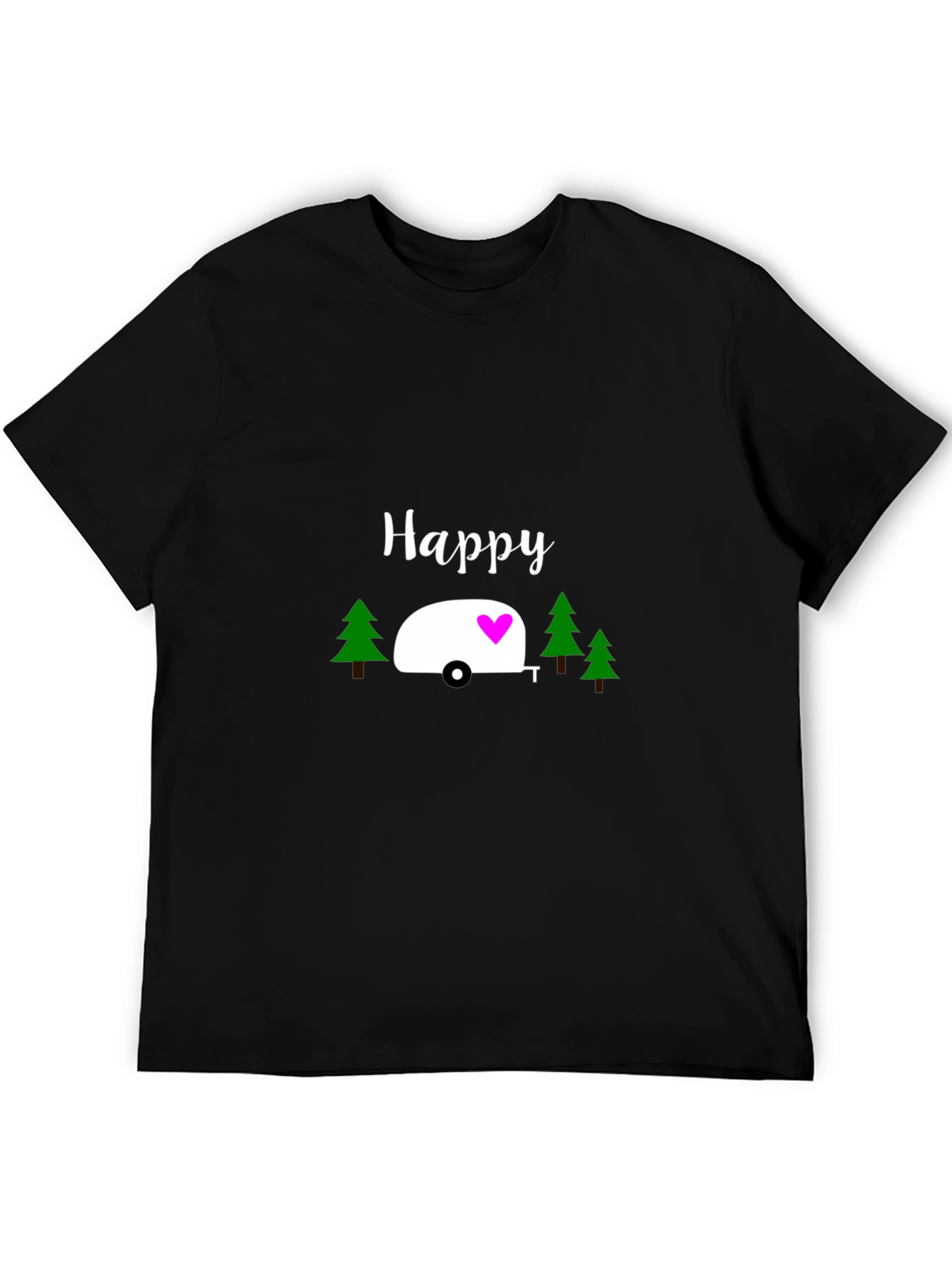 Happy Camper Graphic T-Shirt - Black Cotton Tee