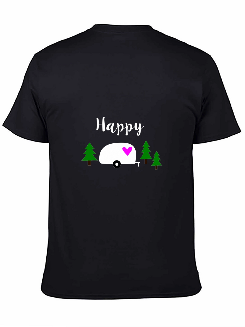 Happy Camper Graphic T-Shirt - Black Cotton Tee