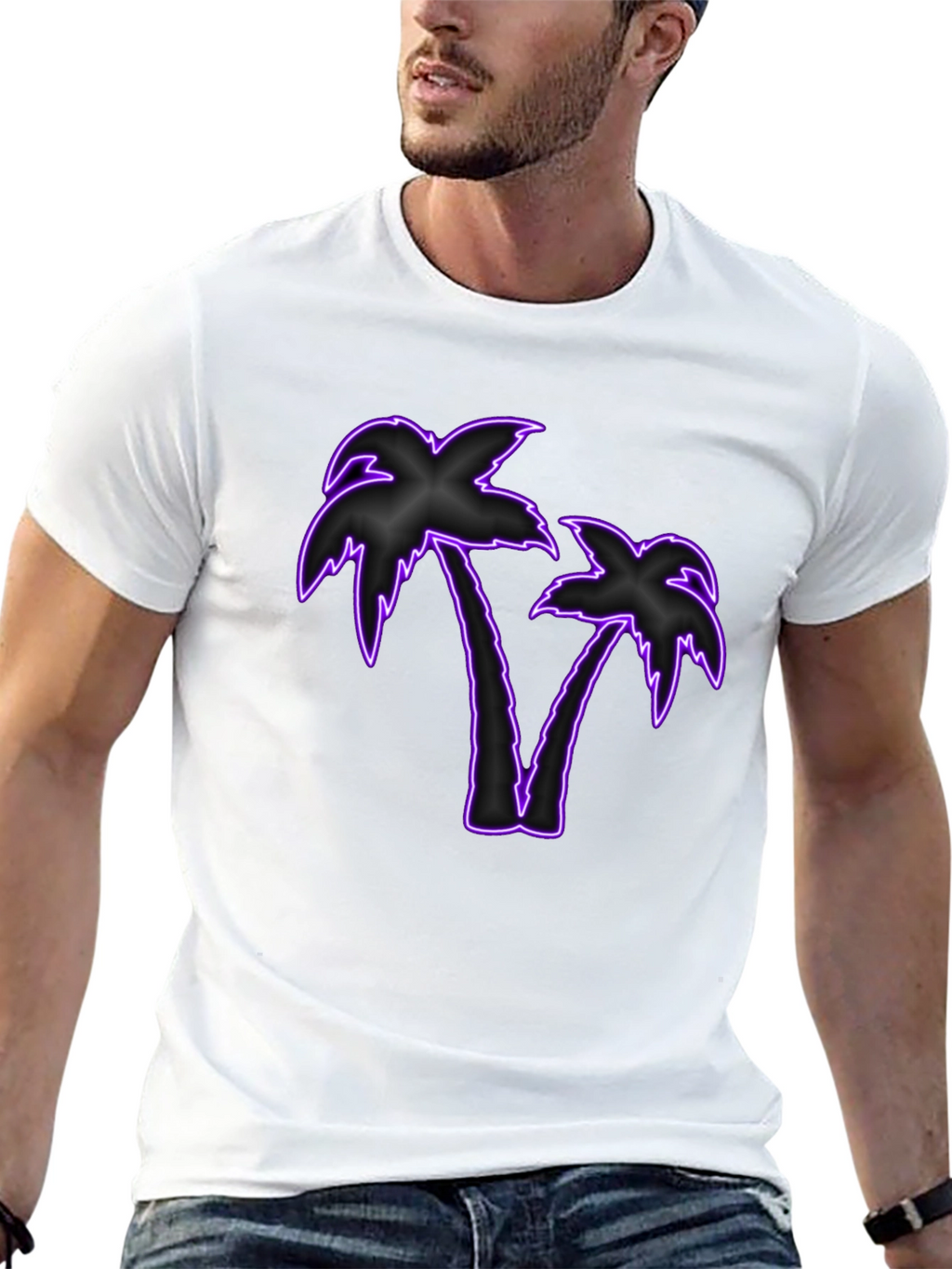 Neon Palm Tree Graphic T-Shirt