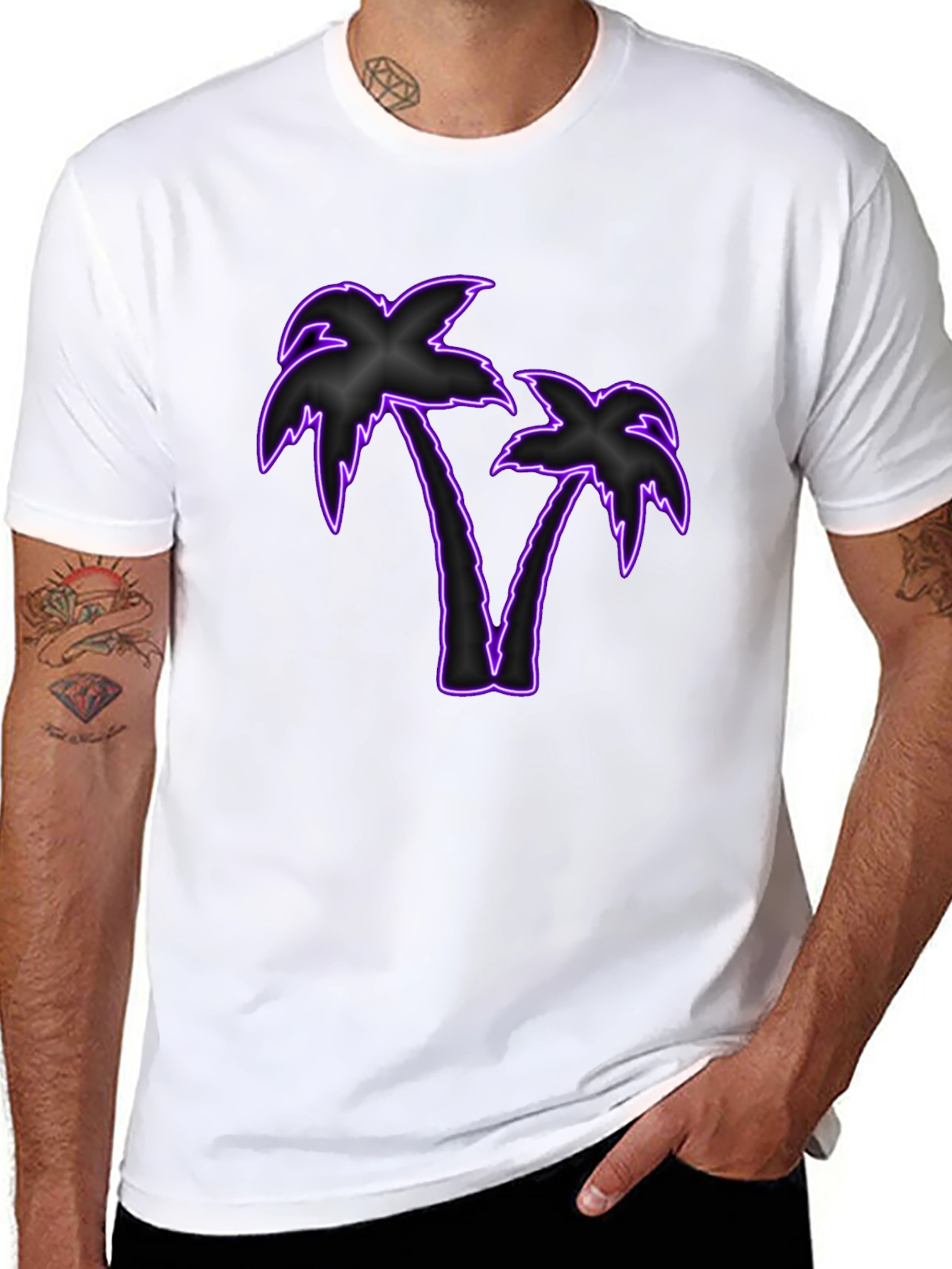 Neon Palm Tree Graphic T-Shirt