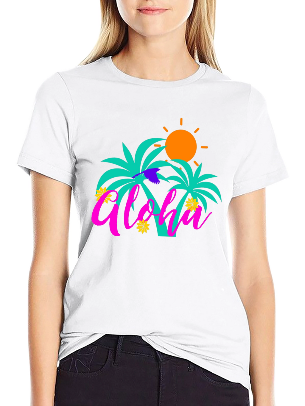 Aloha Palm Tree Graphic Tee - Summer Vibes