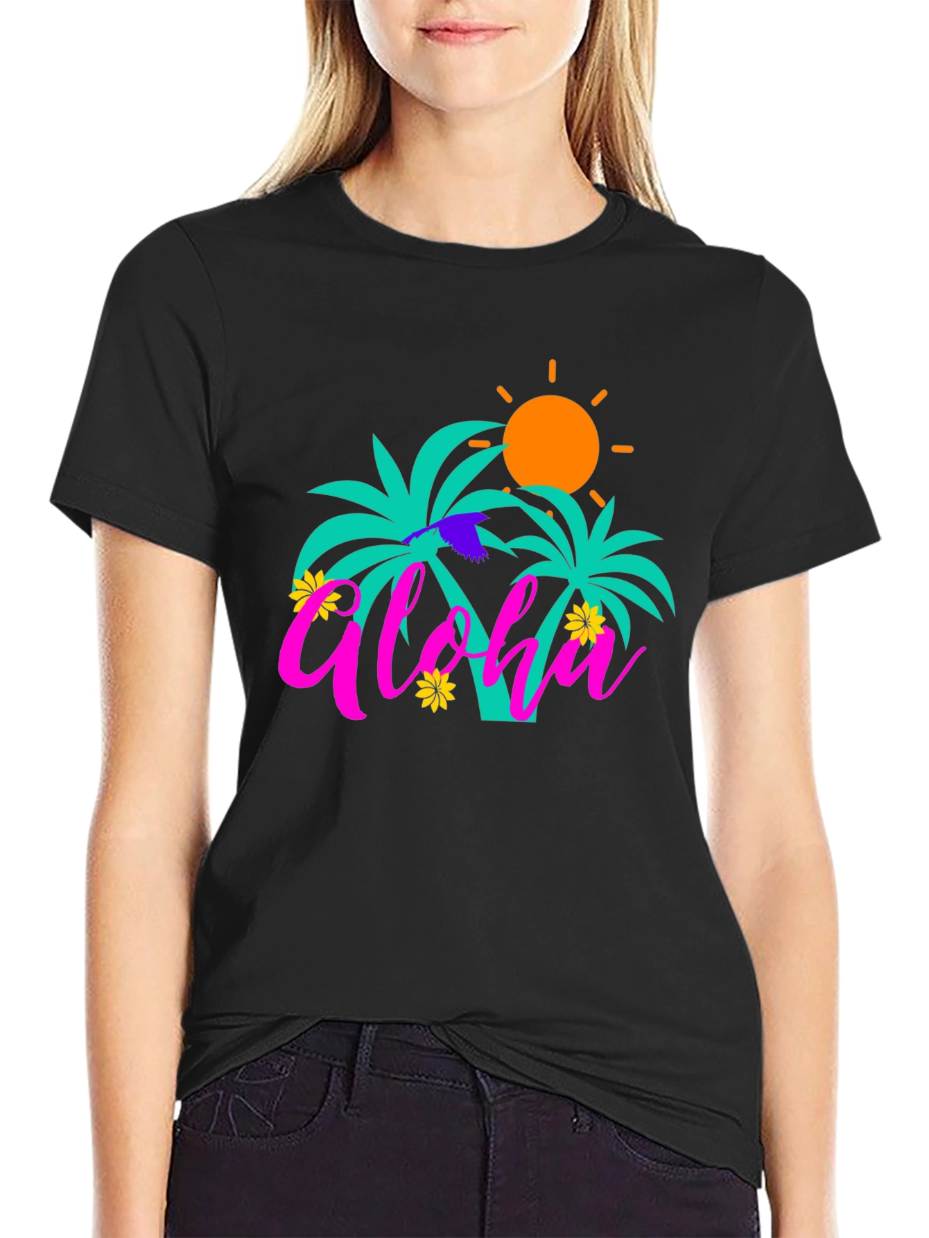 Aloha Palm Tree Graphic Tee - Summer Vibes