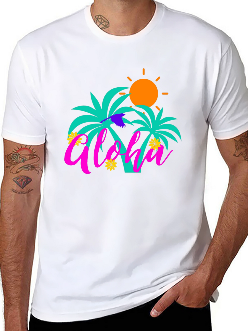 Aloha Palm Tree Graphic Tee - Summer Vibes