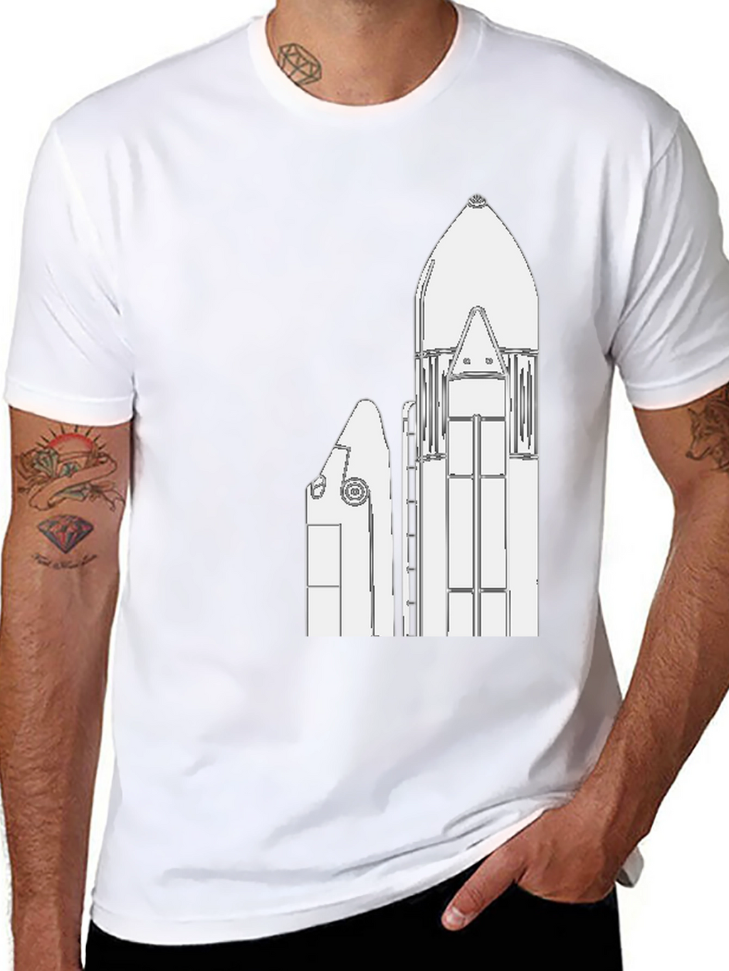 SpaceX Rocket Graphic Tee - Black
