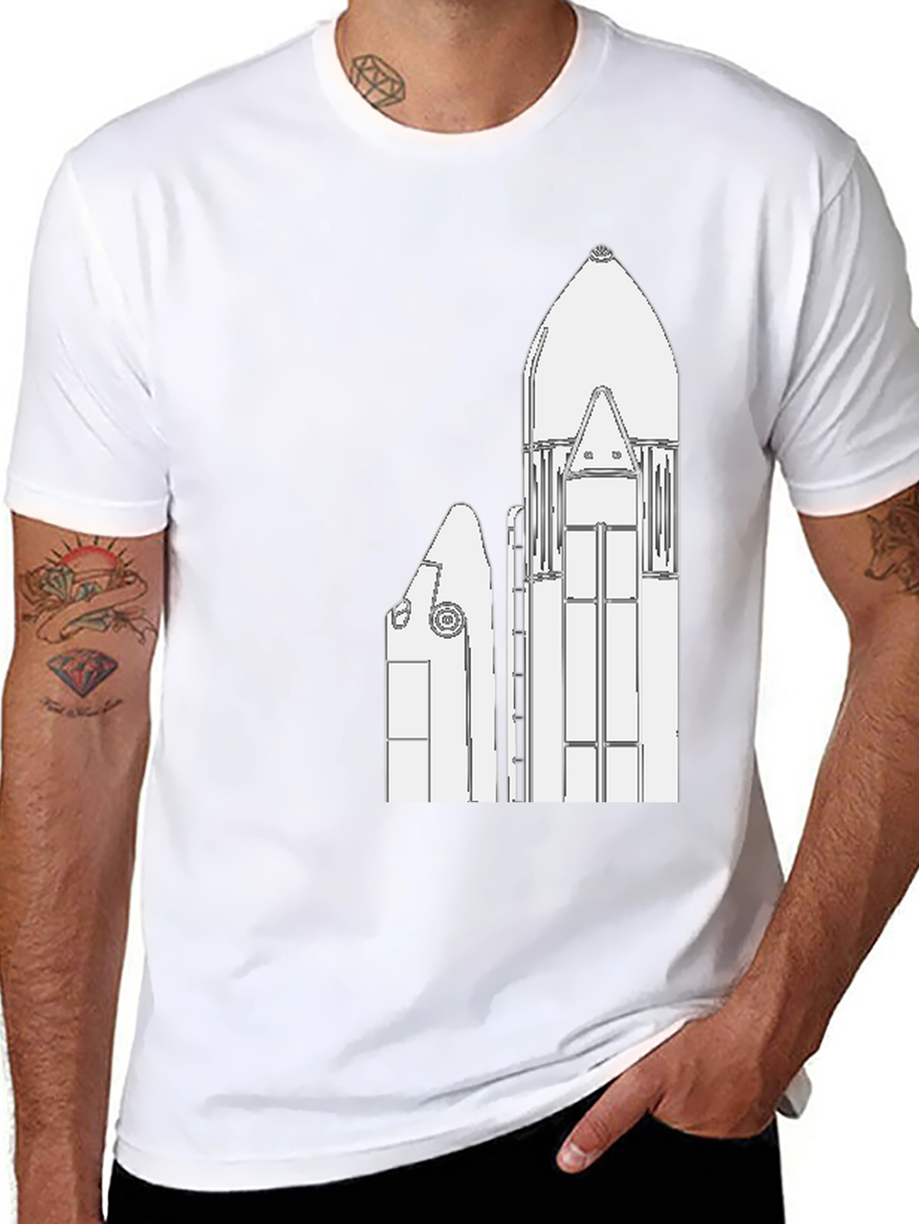 SpaceX Rocket Graphic Tee - Black