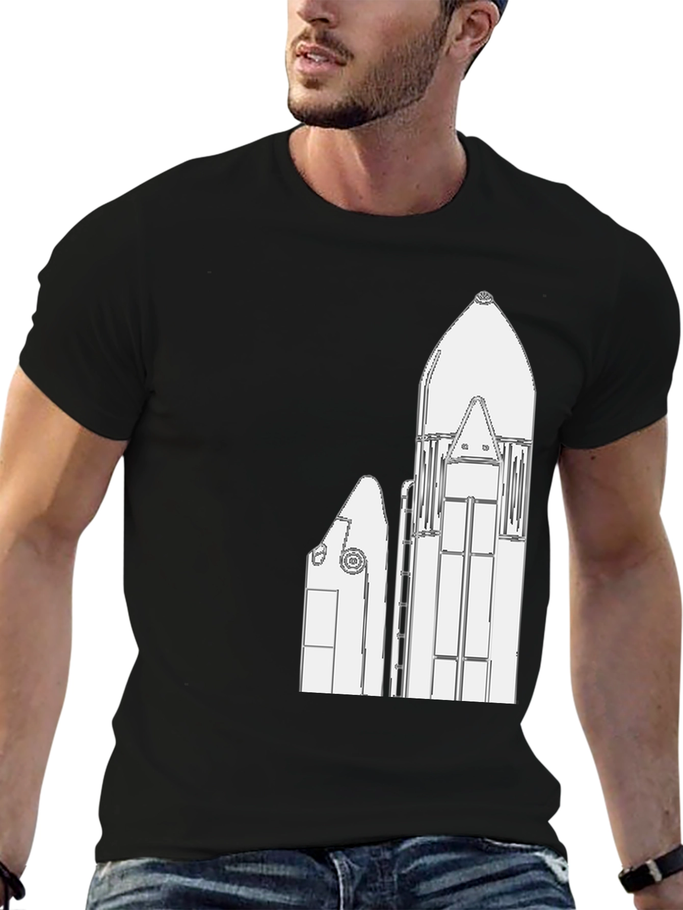 SpaceX Rocket Graphic Tee - Black