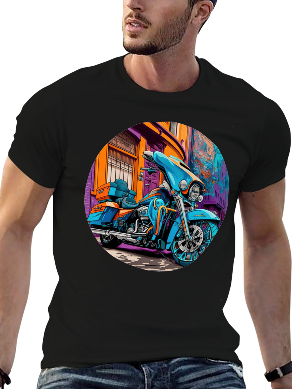 Motorcycle Graphic Print T-Shirt