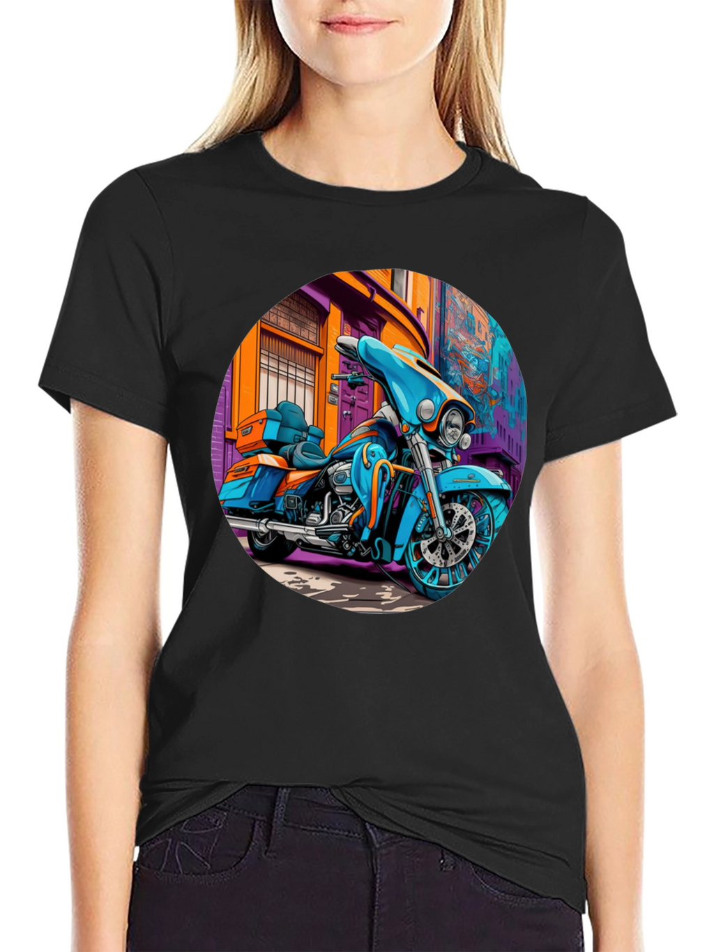 Motorcycle Graphic Print T-Shirt