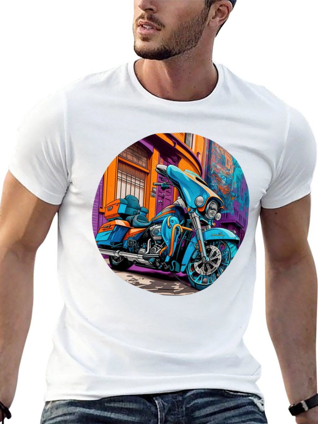 Motorcycle Graphic Print T-Shirt