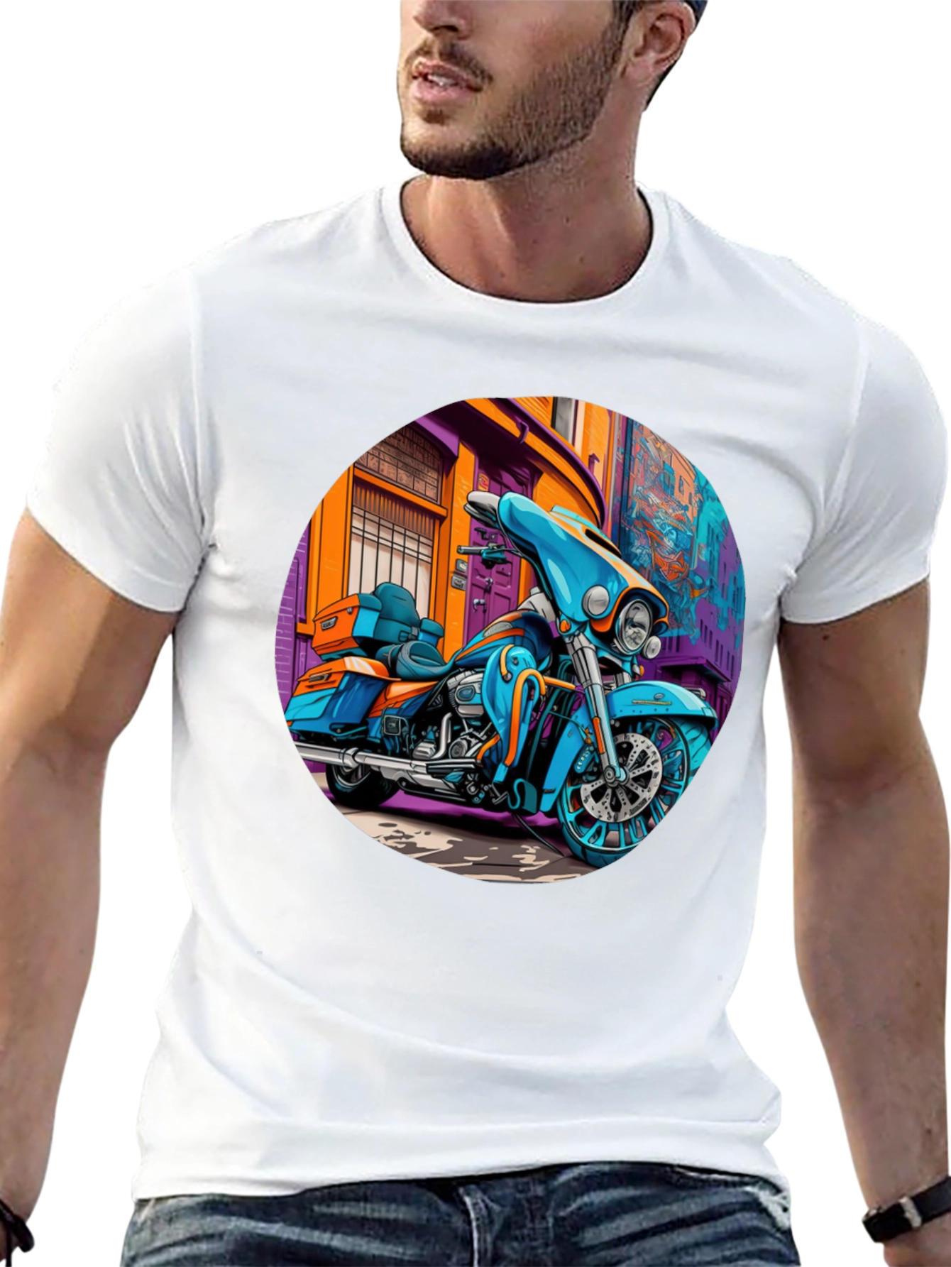 Motorcycle Graphic Print T-Shirt