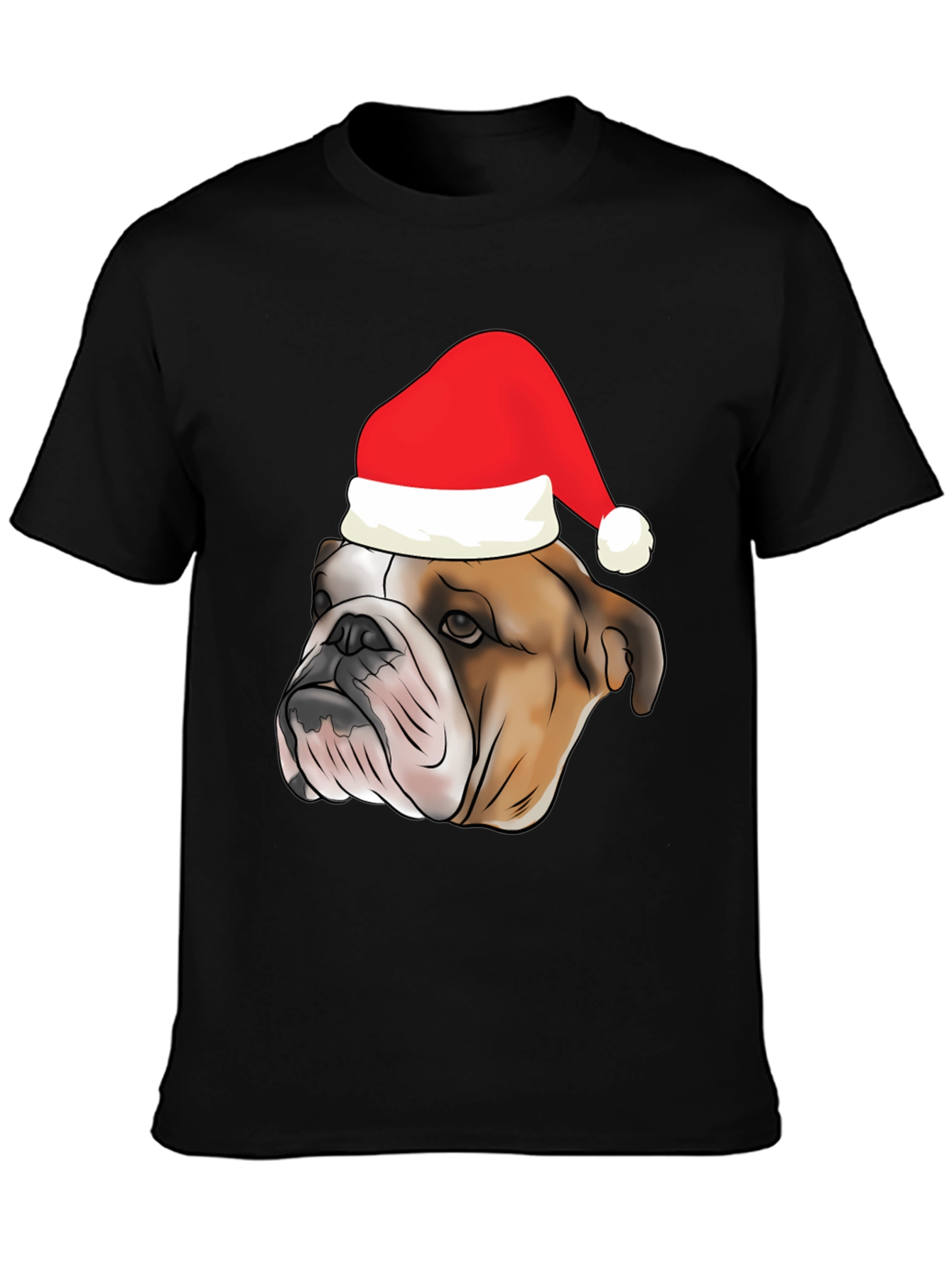Bulldog Santa Hat Graphic Tee