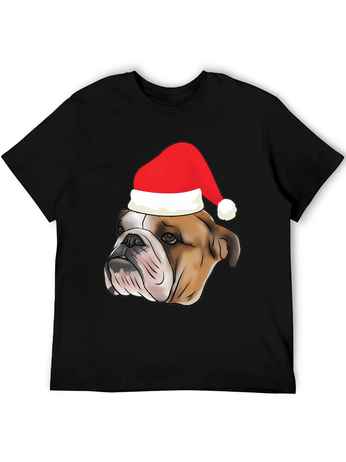 Bulldog Santa Hat Graphic Tee
