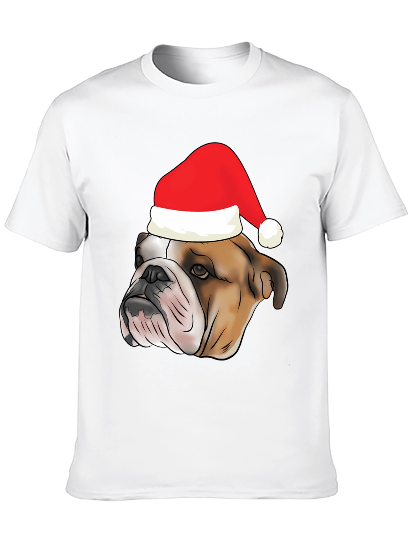 Bulldog Santa Hat Graphic Tee