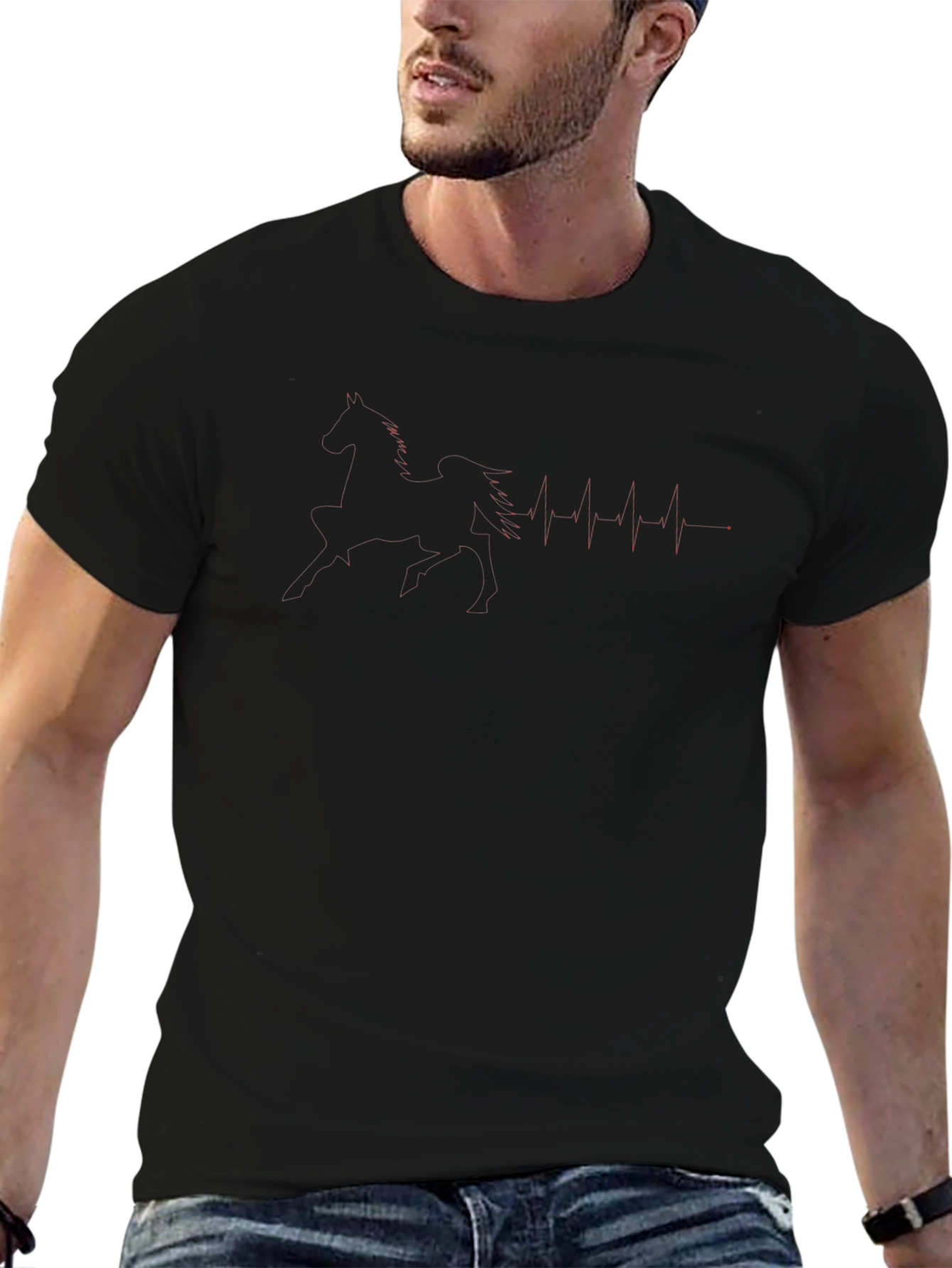 Black Graphic Tee - Heartbeat Design