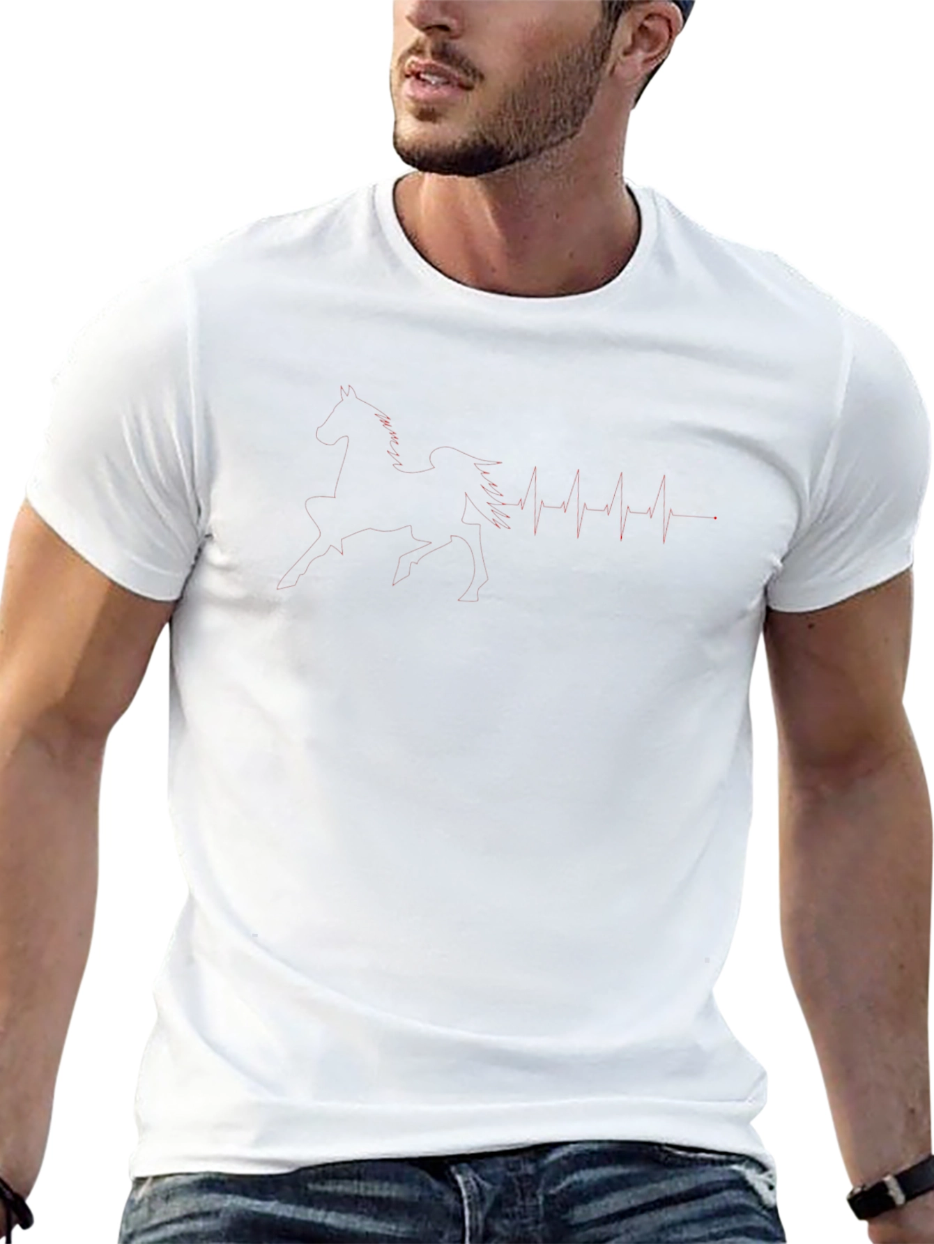 Black Graphic Tee - Heartbeat Design