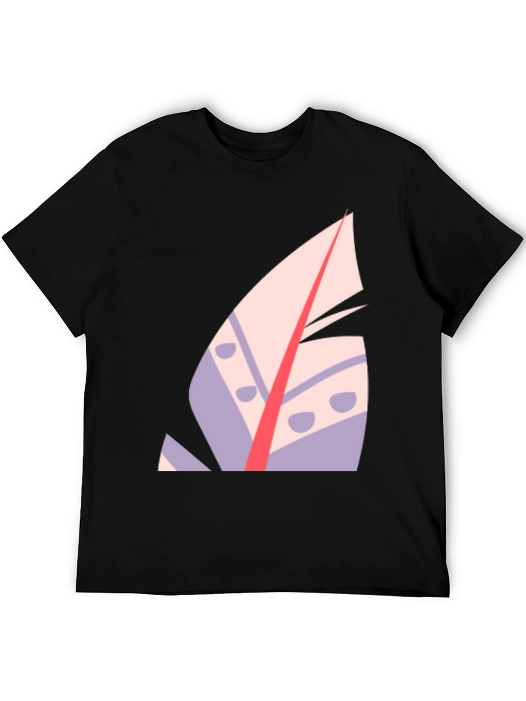 Modern Abstract Feather Graphic T-Shirt - Black
