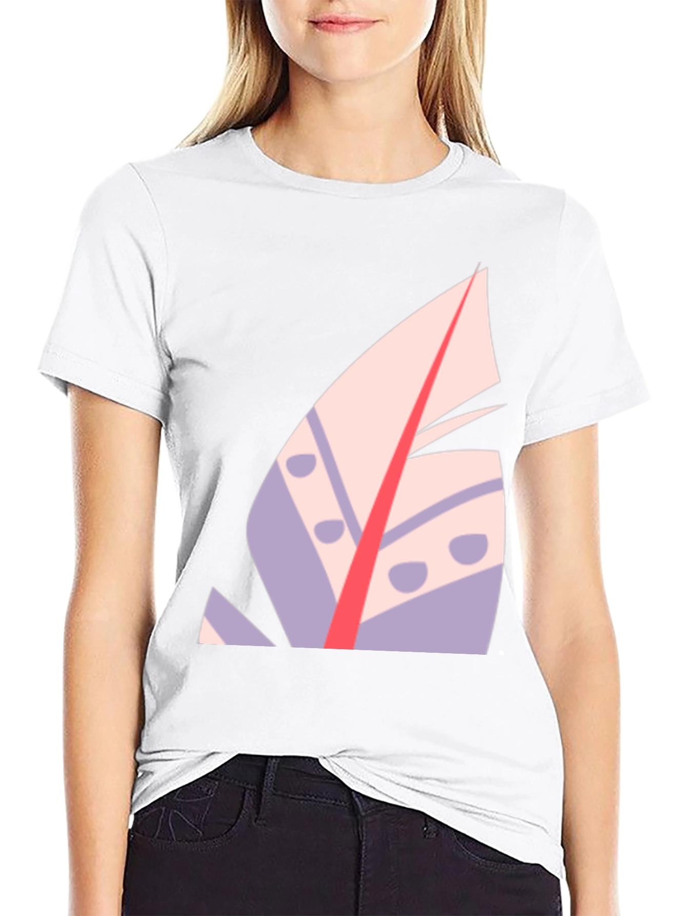 Modern Abstract Feather Graphic T-Shirt - Black