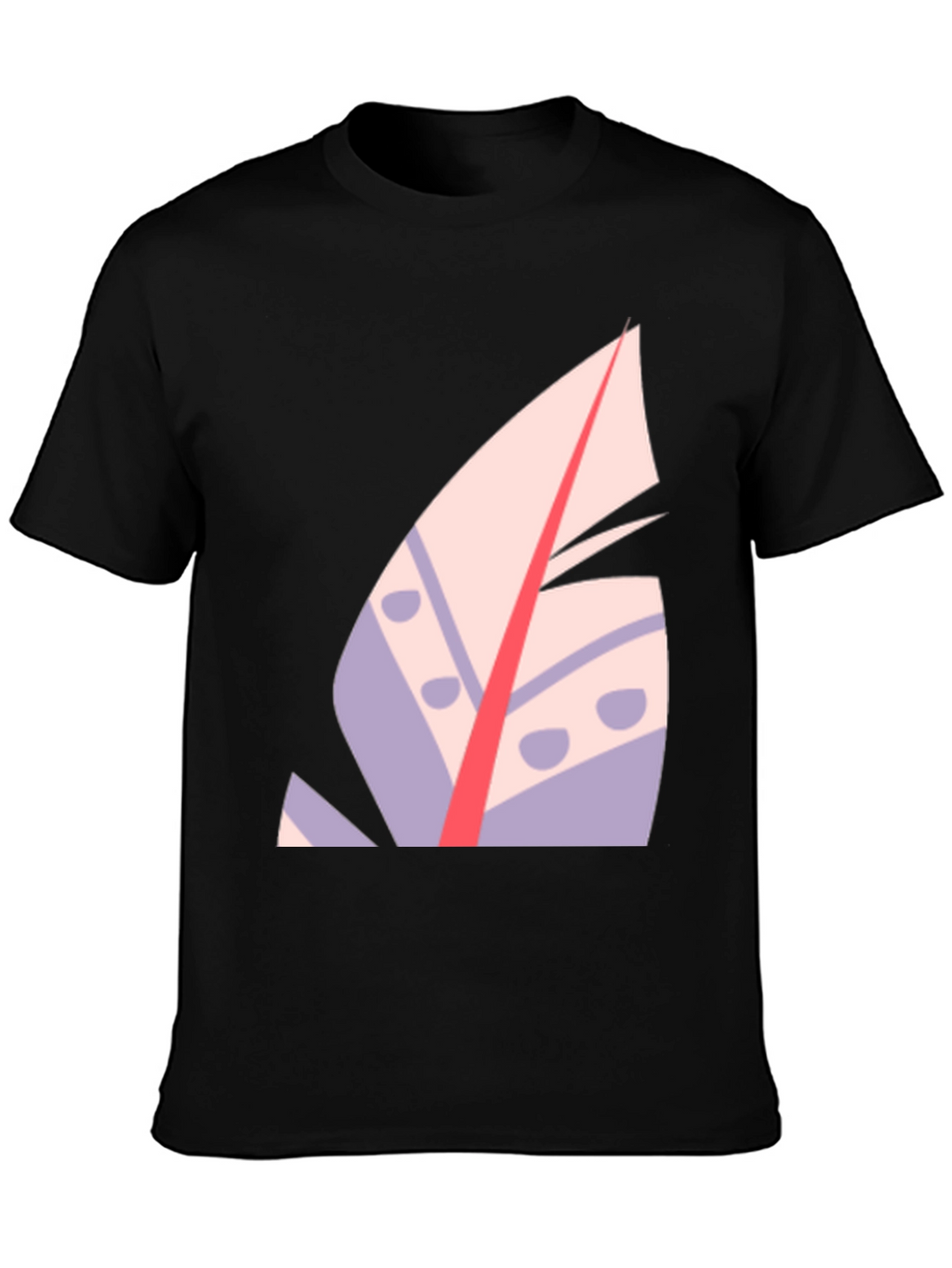 Modern Abstract Feather Graphic T-Shirt - Black