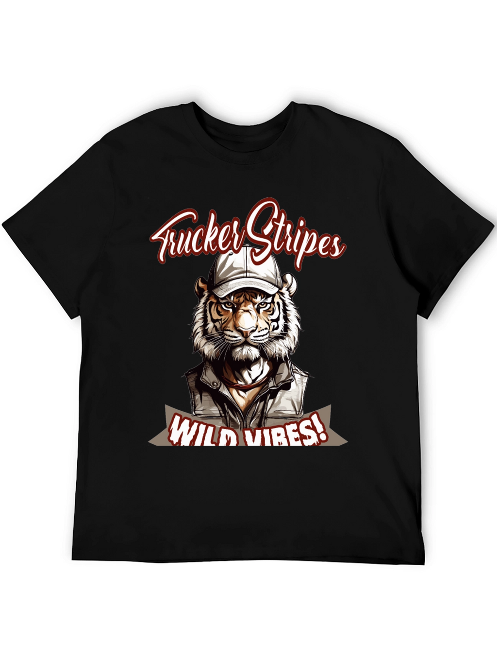 Trucker Stripes T-Shirt - Wild Tiger Vibes