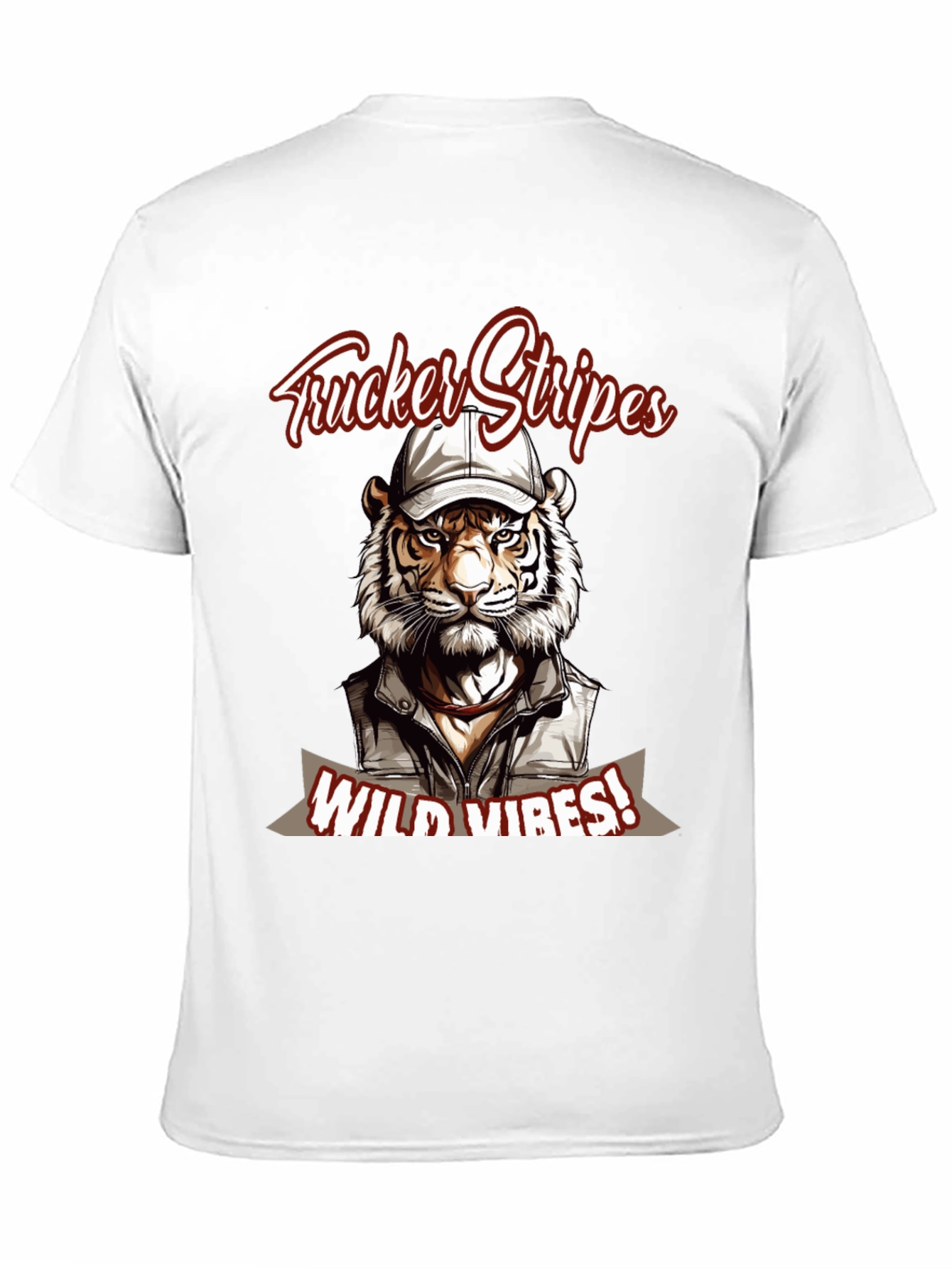 Trucker Stripes T-Shirt - Wild Tiger Vibes
