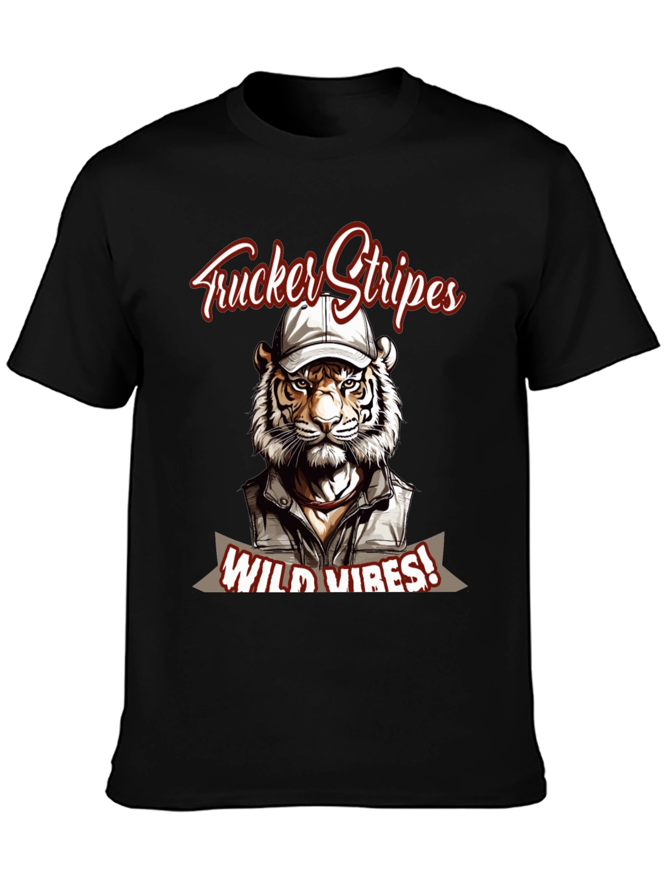 Trucker Stripes T-Shirt - Wild Tiger Vibes