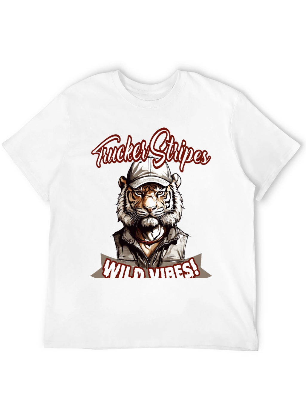 Trucker Stripes T-Shirt - Wild Tiger Vibes