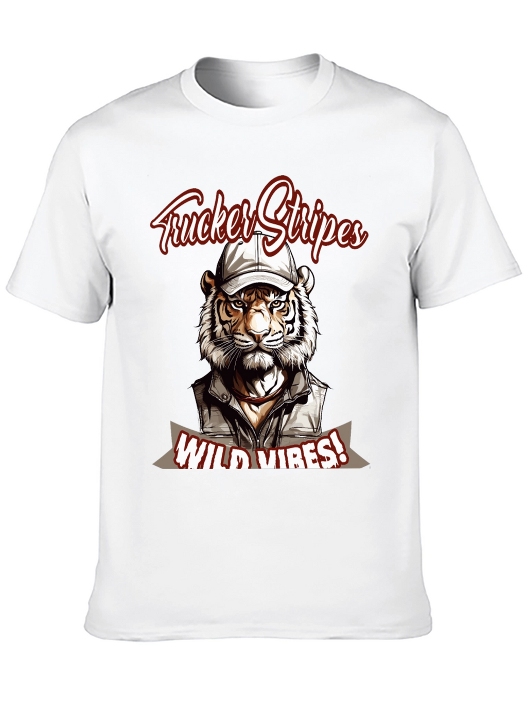 Trucker Stripes T-Shirt - Wild Tiger Vibes