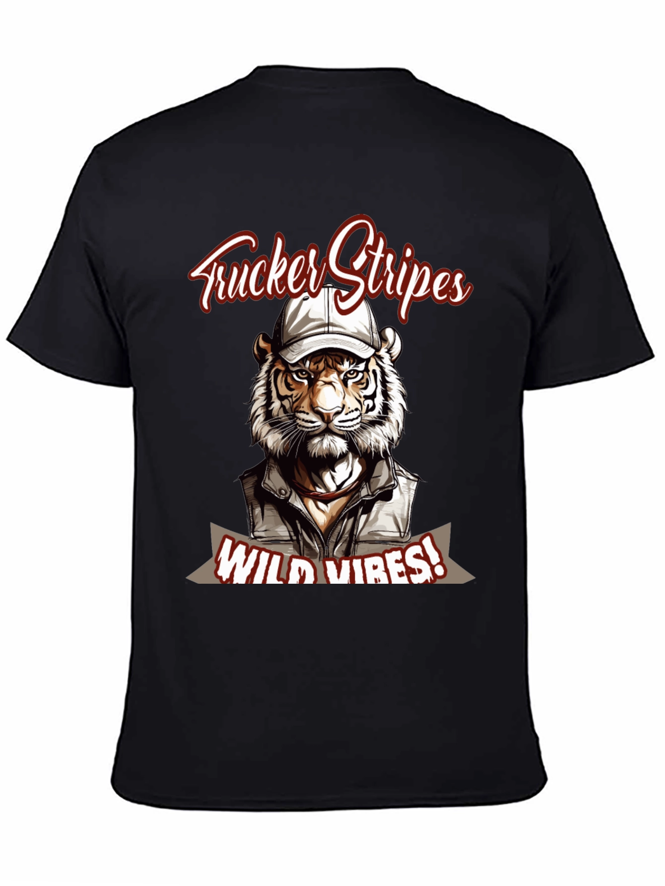 Trucker Stripes T-Shirt - Wild Tiger Vibes