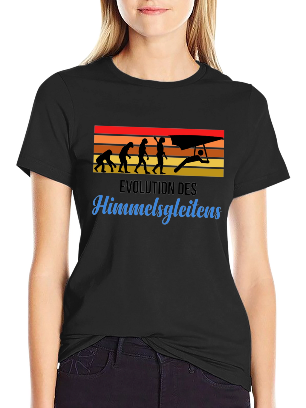 Evolution of Hang Gliding Black T-Shirt