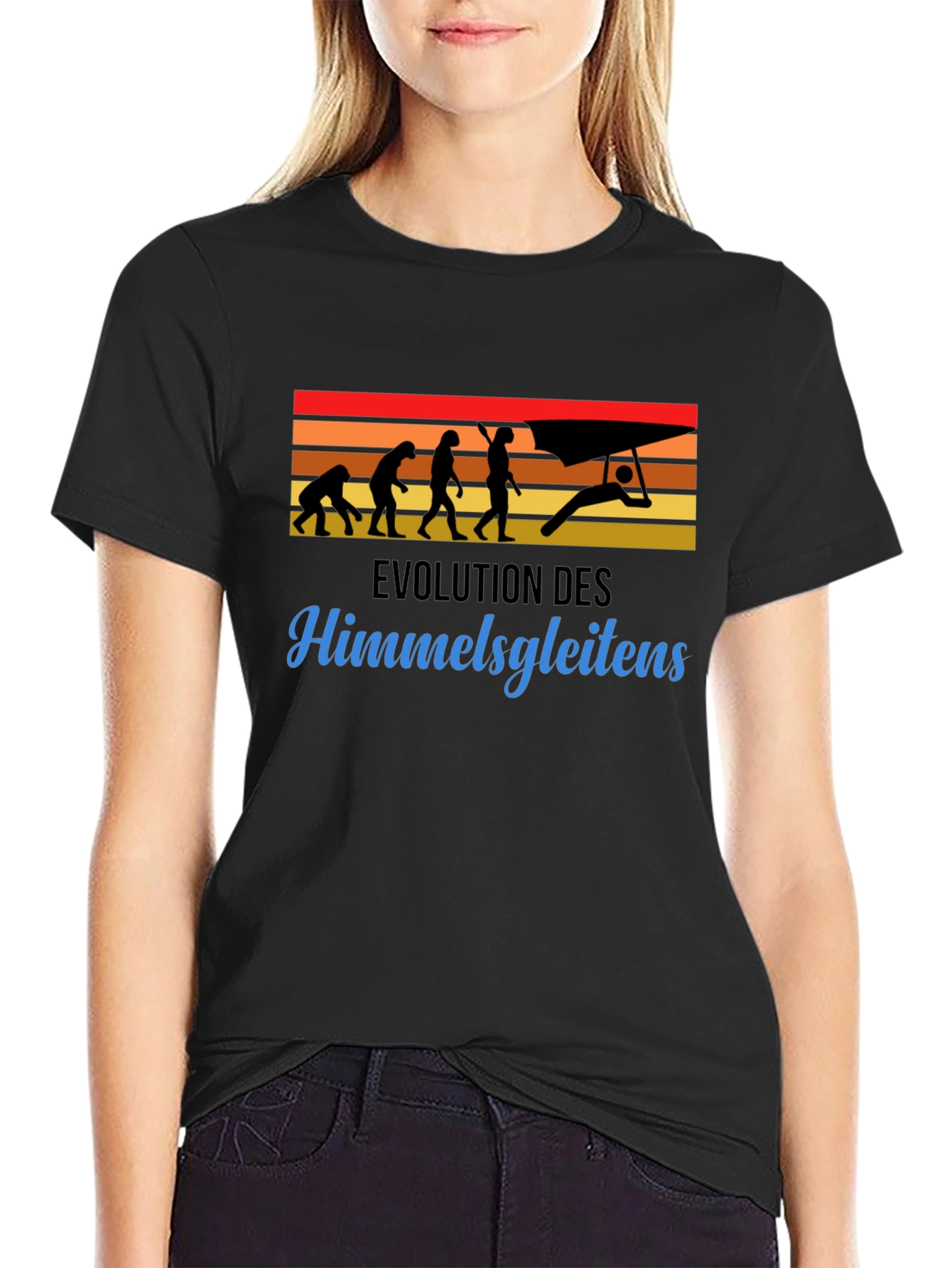 Evolution of Hang Gliding Black T-Shirt