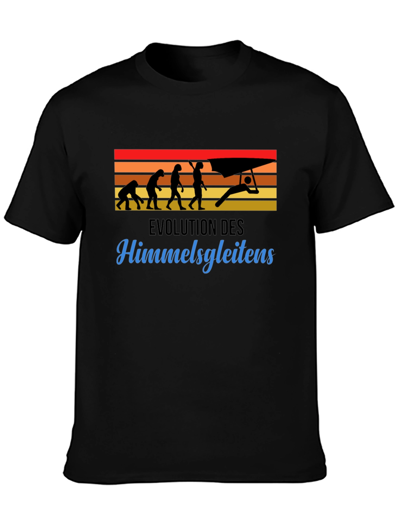 Evolution of Hang Gliding Black T-Shirt