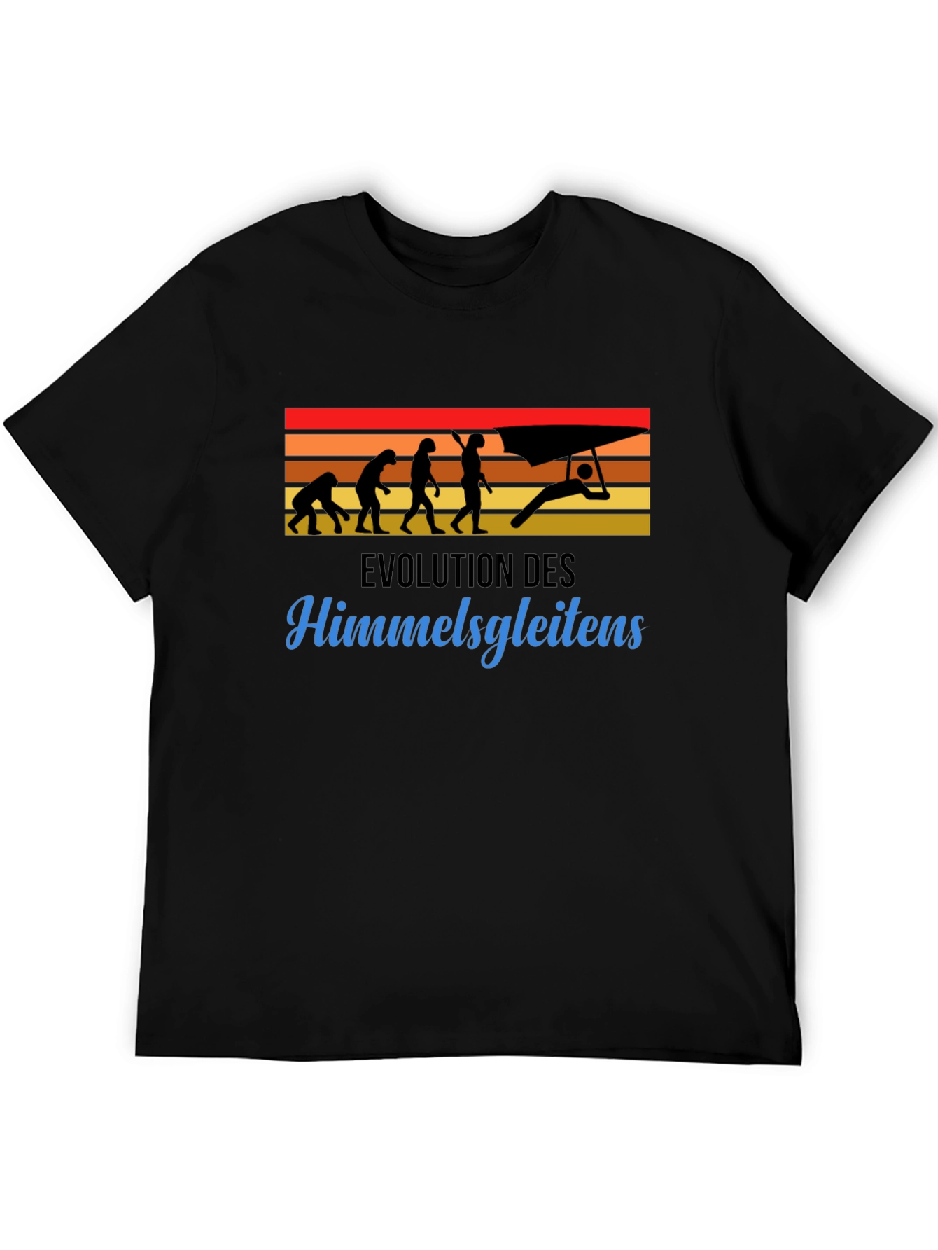 Evolution of Hang Gliding Black T-Shirt