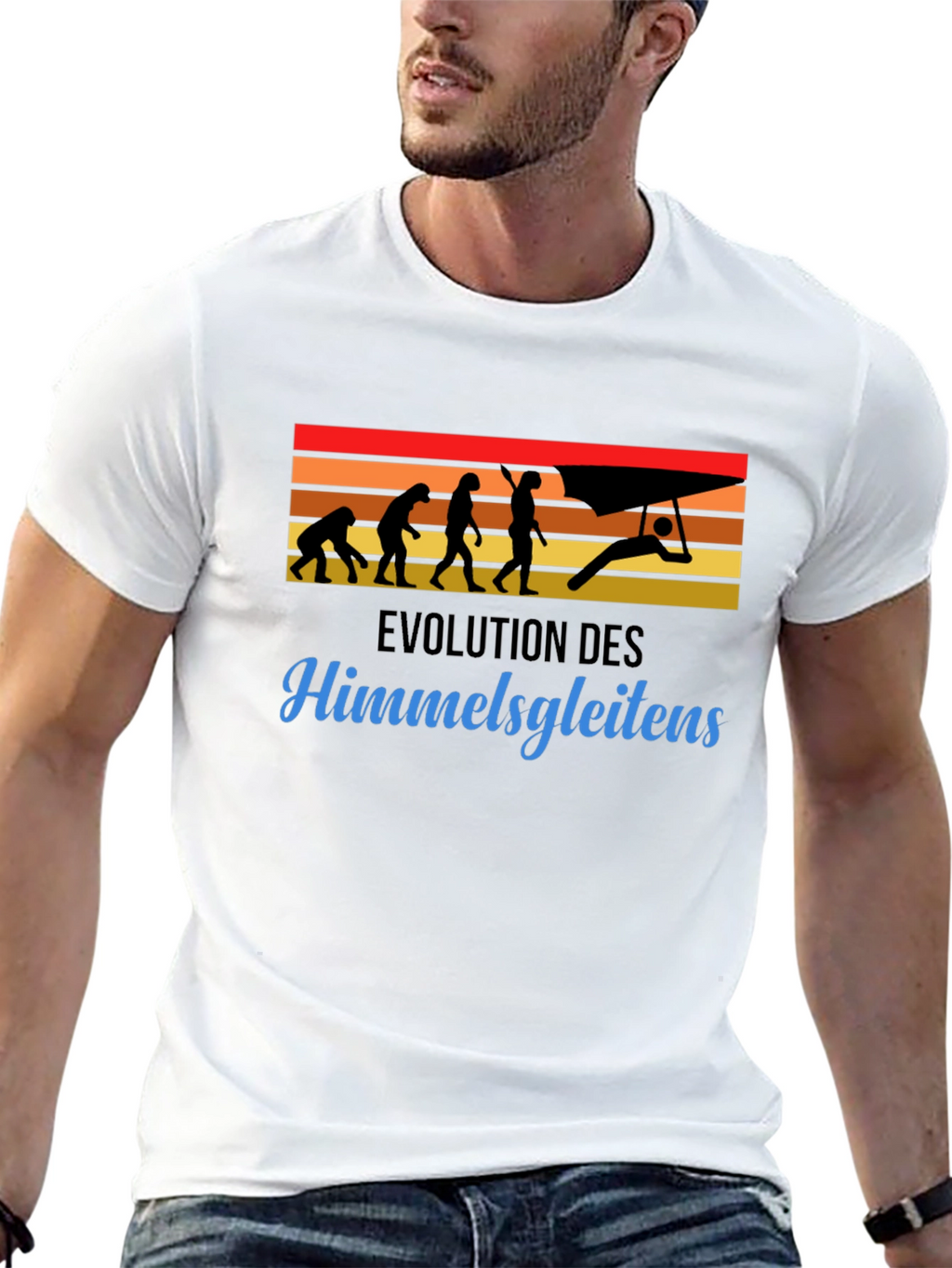 Evolution of Hang Gliding Black T-Shirt
