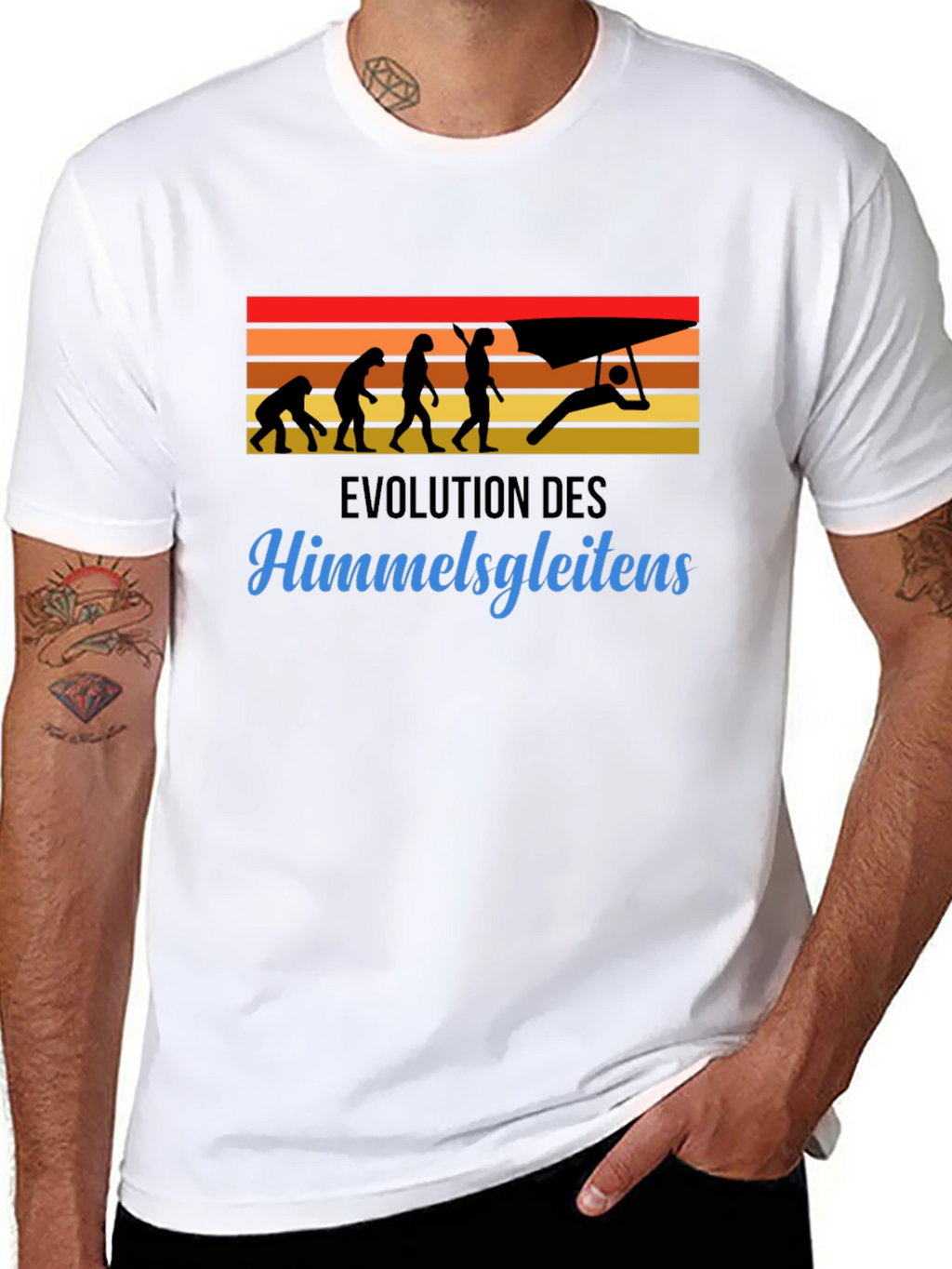 Evolution of Hang Gliding Black T-Shirt