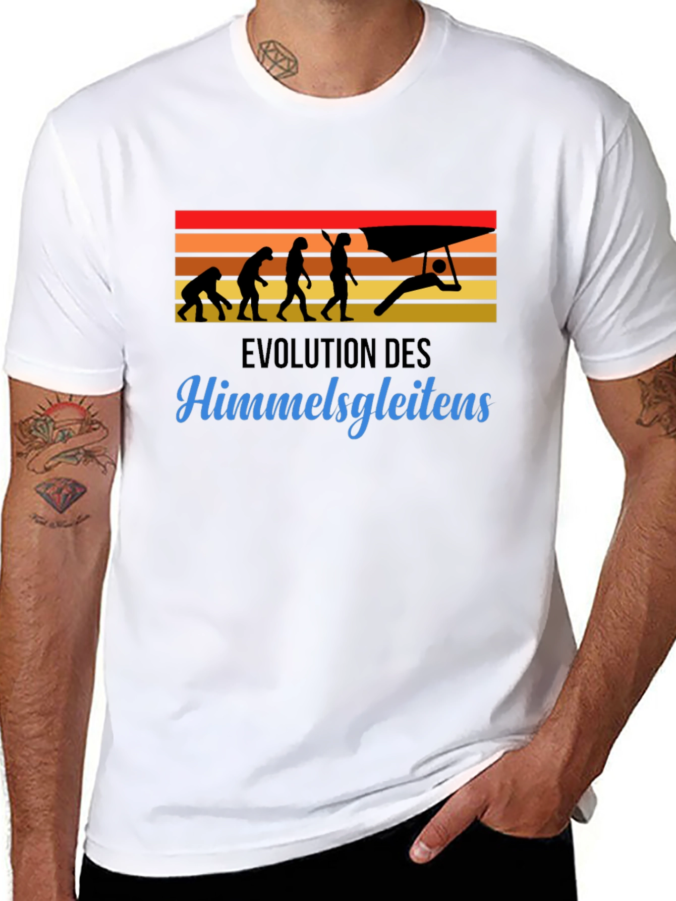 Evolution of Hang Gliding Black T-Shirt