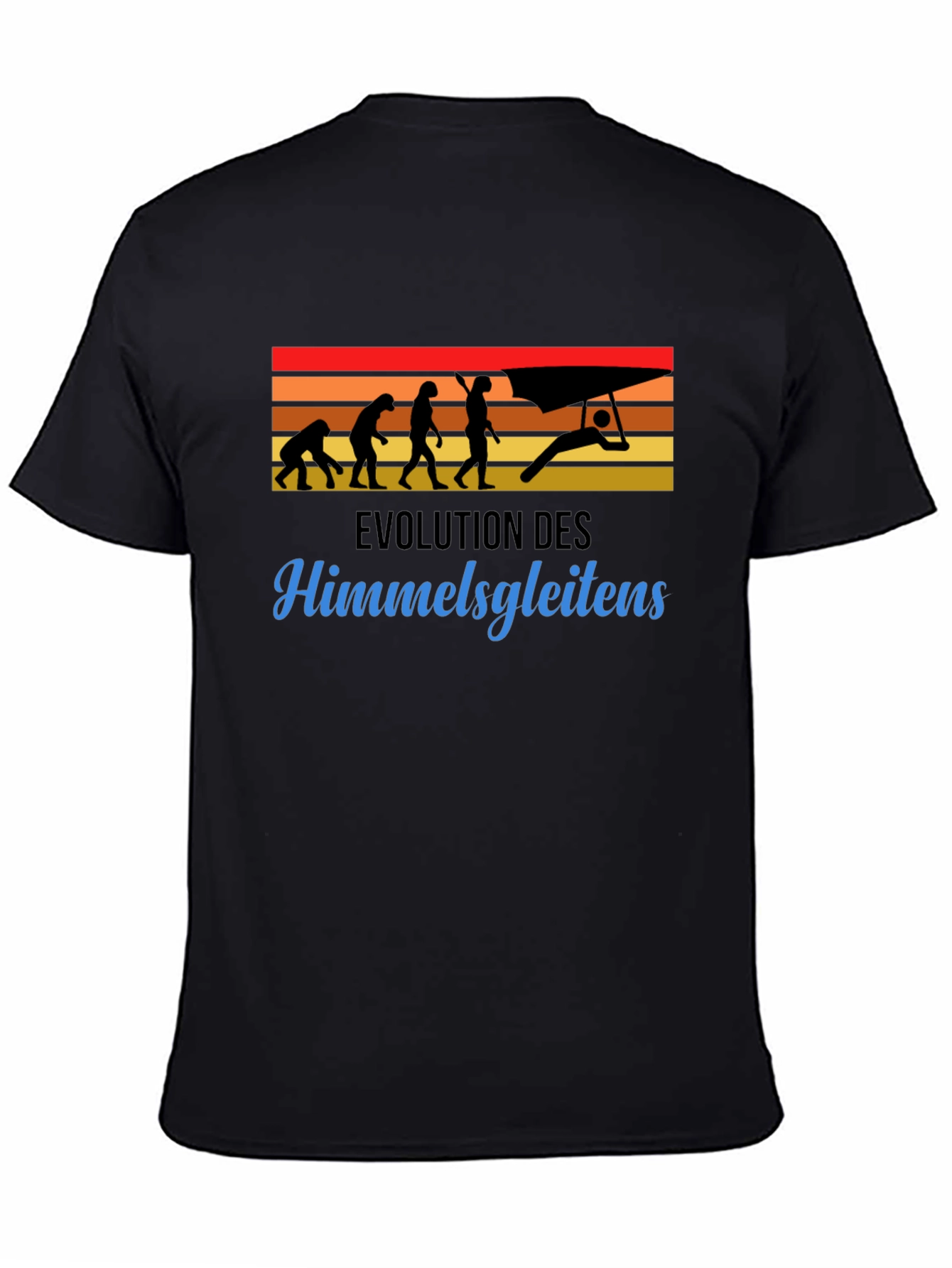 Evolution of Hang Gliding Black T-Shirt