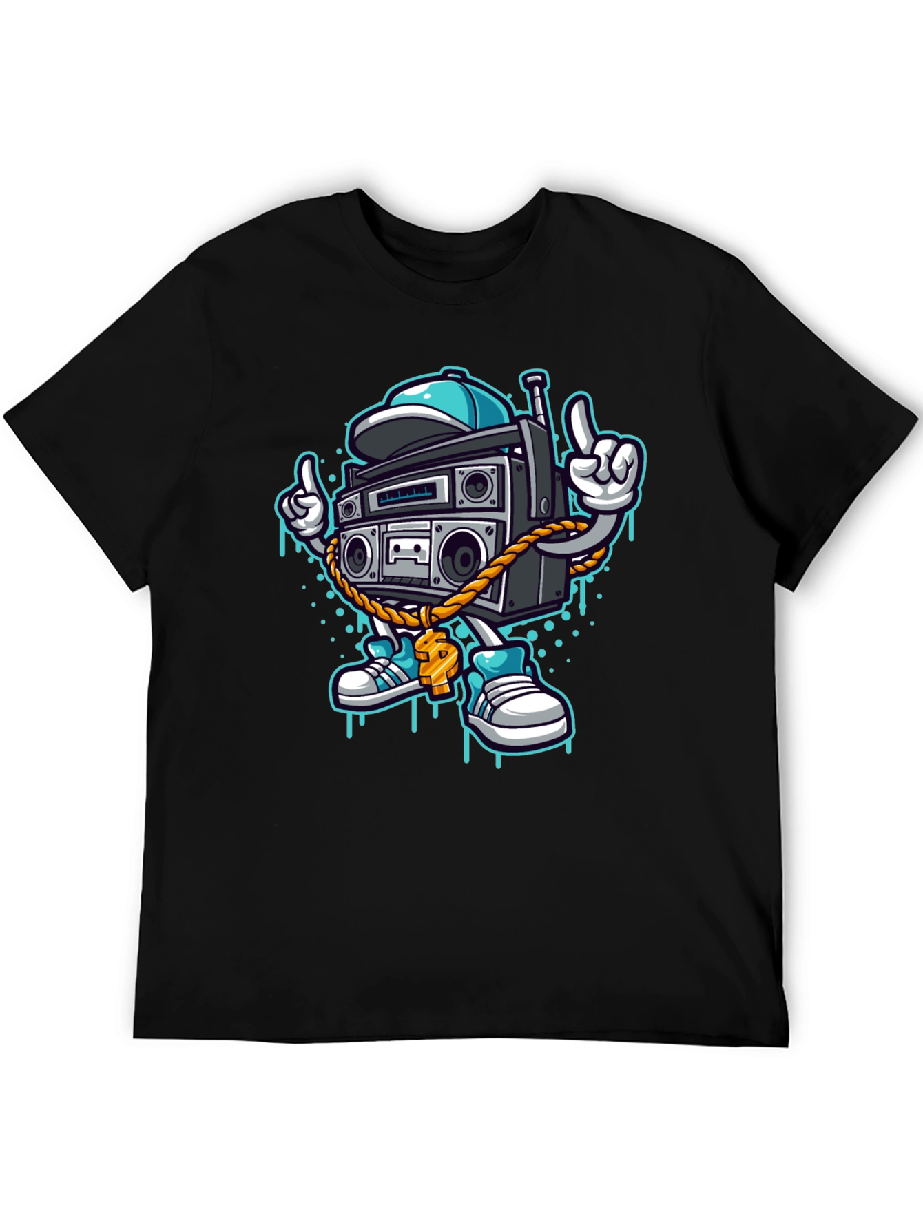 Retro Boombox Cartoon T-Shirt - Cool Character Tee