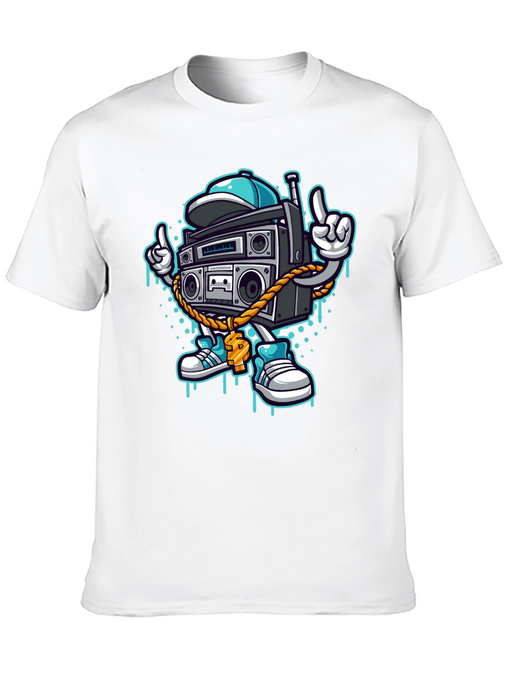 Retro Boombox Cartoon T-Shirt - Cool Character Tee