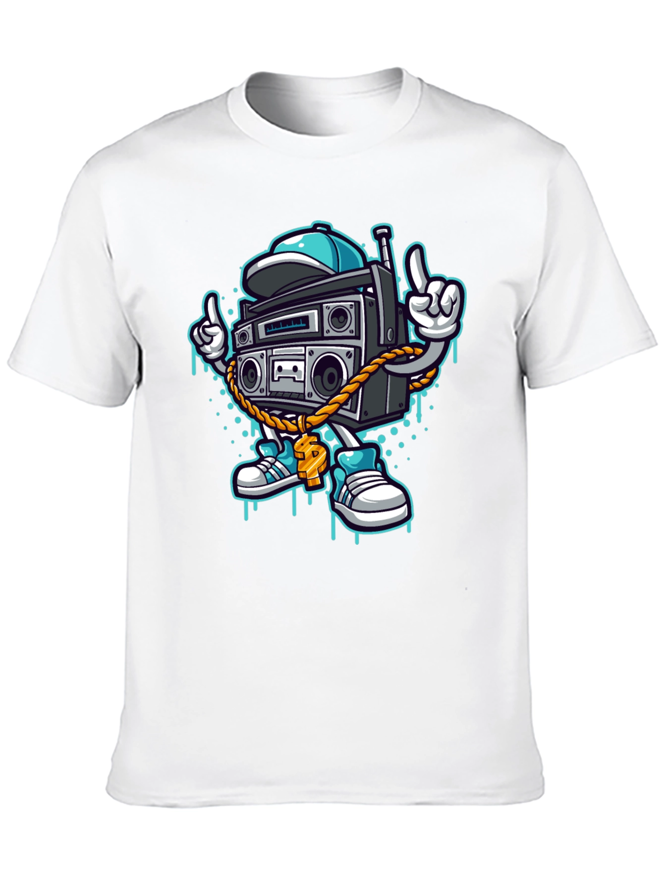 Retro Boombox Cartoon T-Shirt - Cool Character Tee