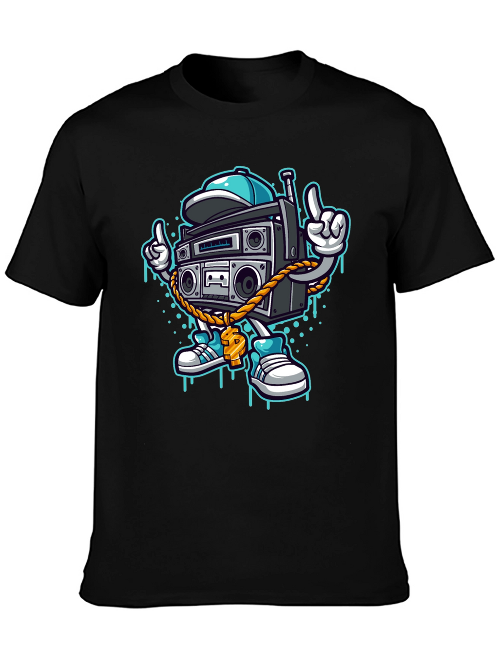 Retro Boombox Cartoon T-Shirt - Cool Character Tee