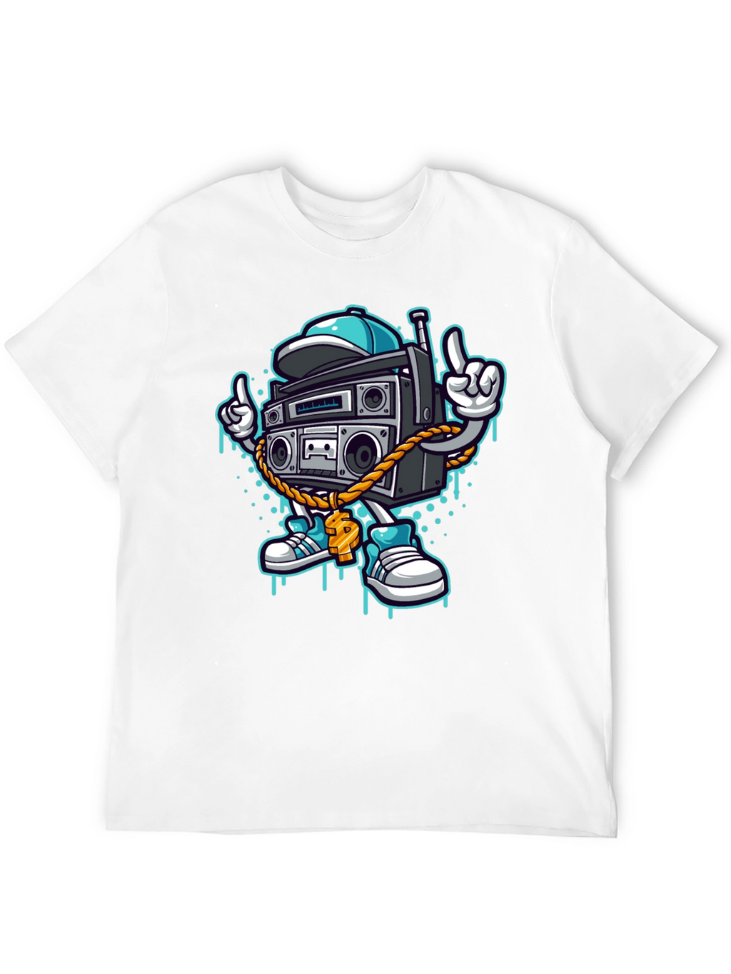 Retro Boombox Cartoon T-Shirt - Cool Character Tee