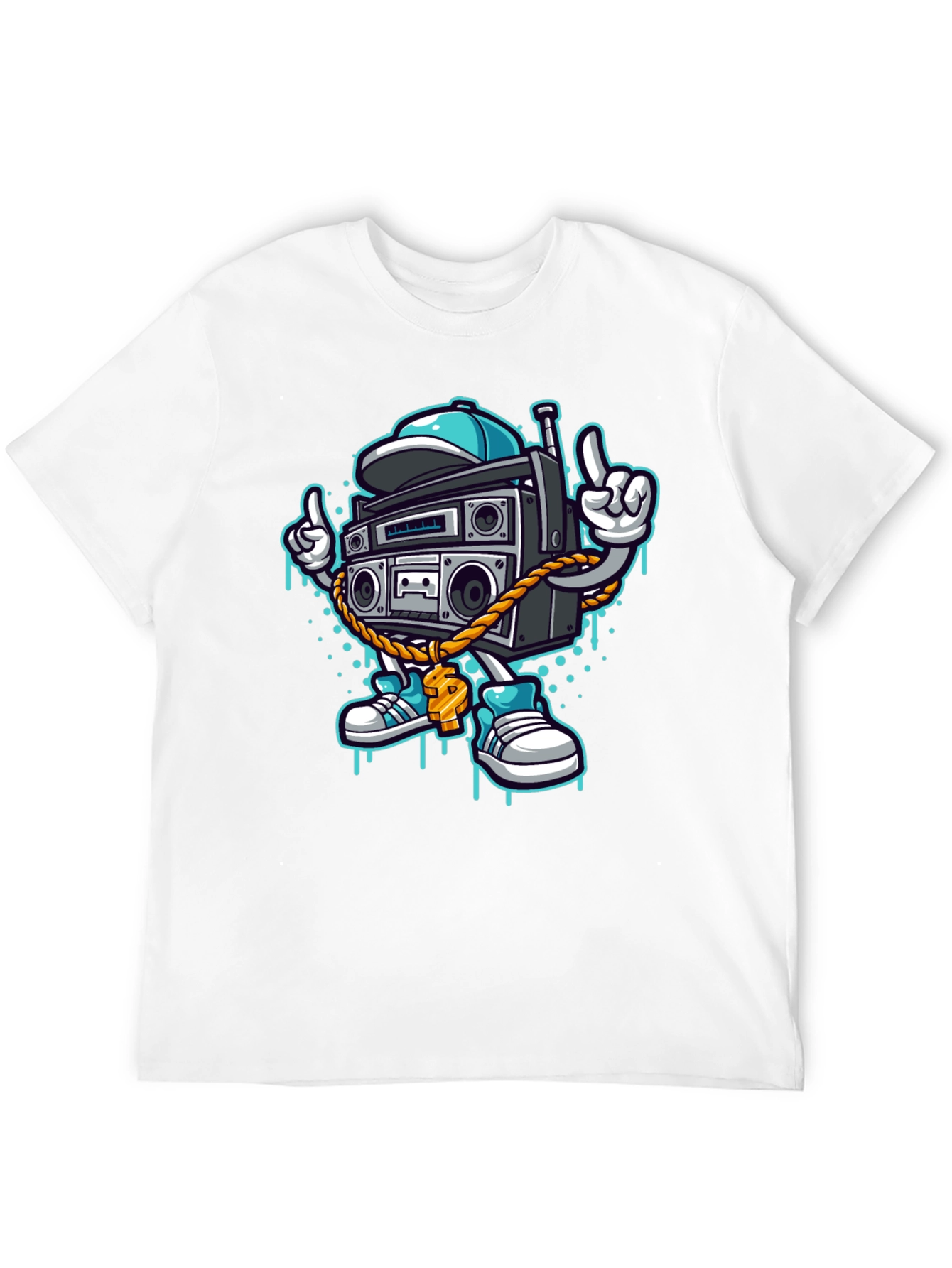 Retro Boombox Cartoon T-Shirt - Cool Character Tee