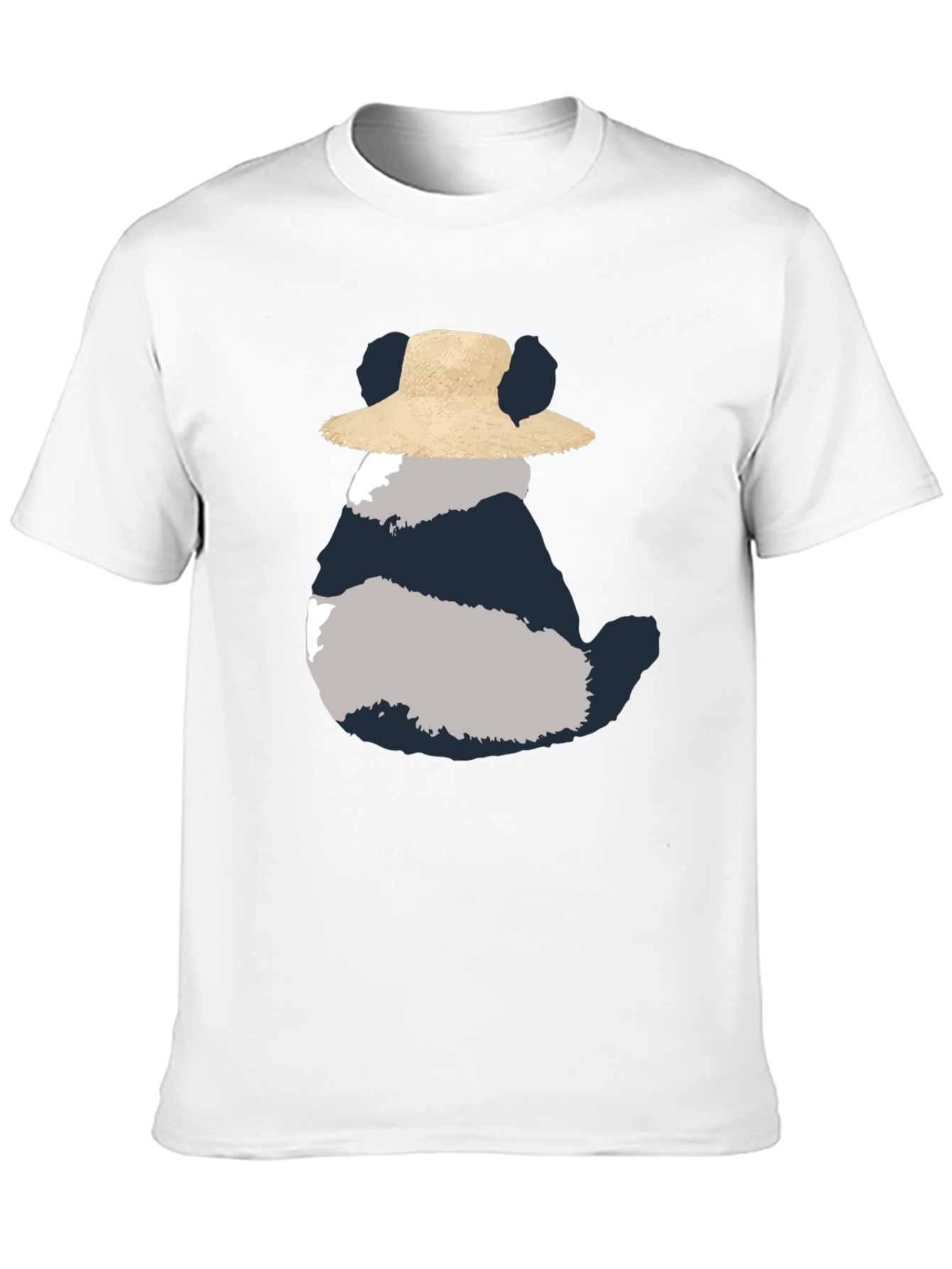 Whimsical Panda in Hat Mens Black Tee