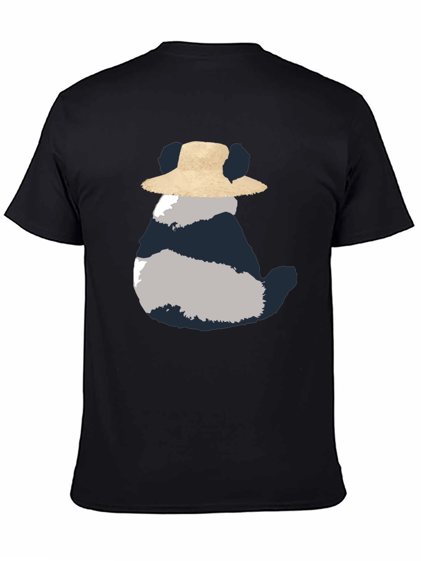 Whimsical Panda in Hat Mens Black Tee