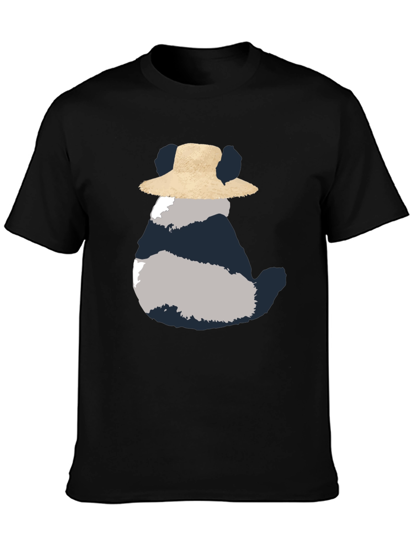 Whimsical Panda in Hat Mens Black Tee