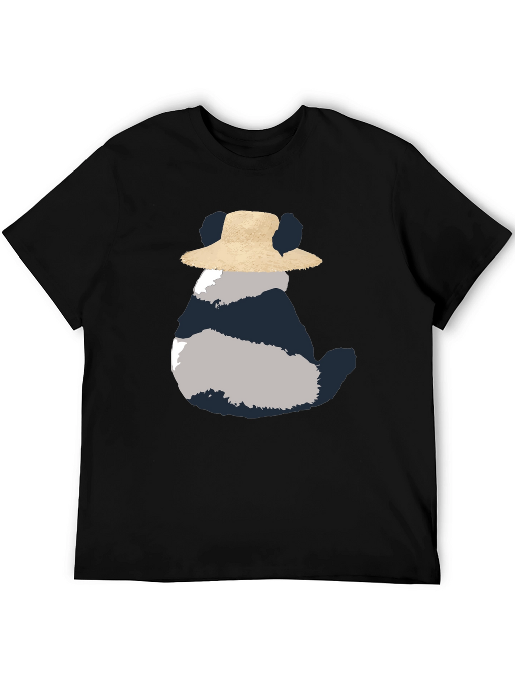 Whimsical Panda in Hat Mens Black Tee