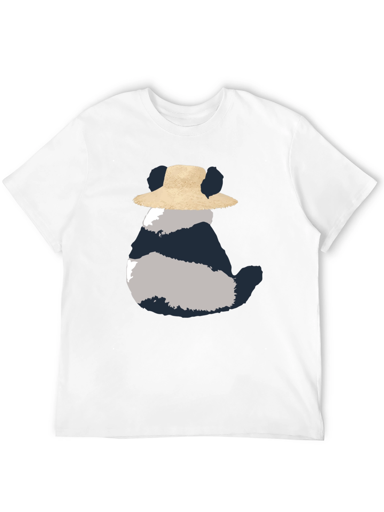 Whimsical Panda in Hat Mens Black Tee
