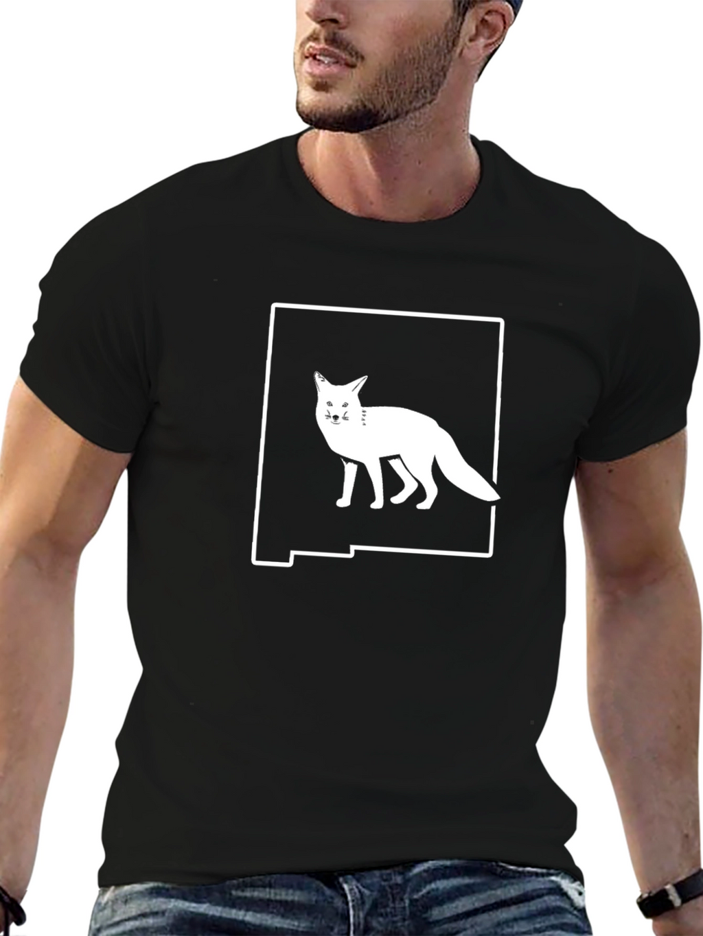 Fox in NM Outline T-Shirt - Black